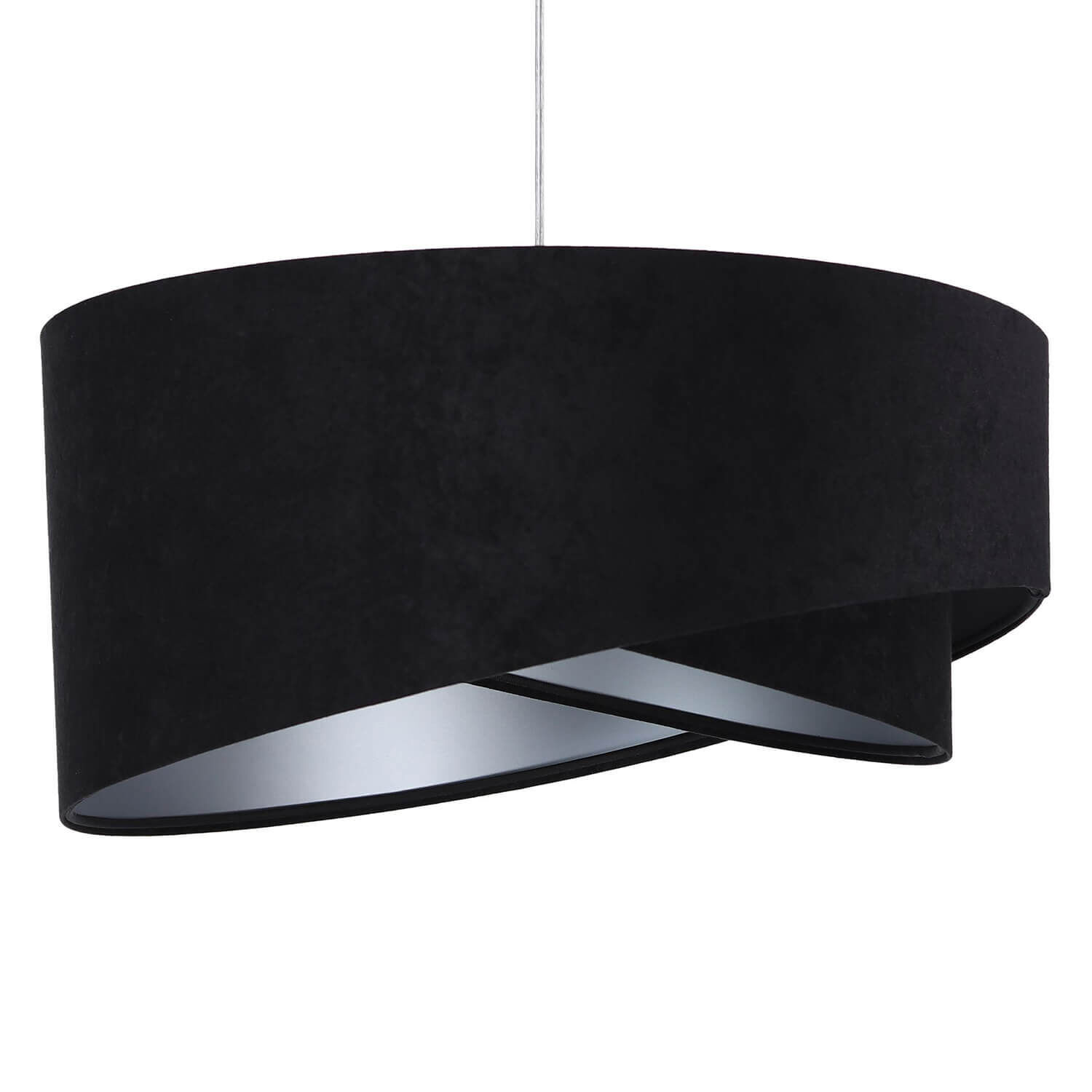 Pendelleuchte Esstisch Schwarz Silber Stoff Ø50cm Lampe, Deckenleuchte