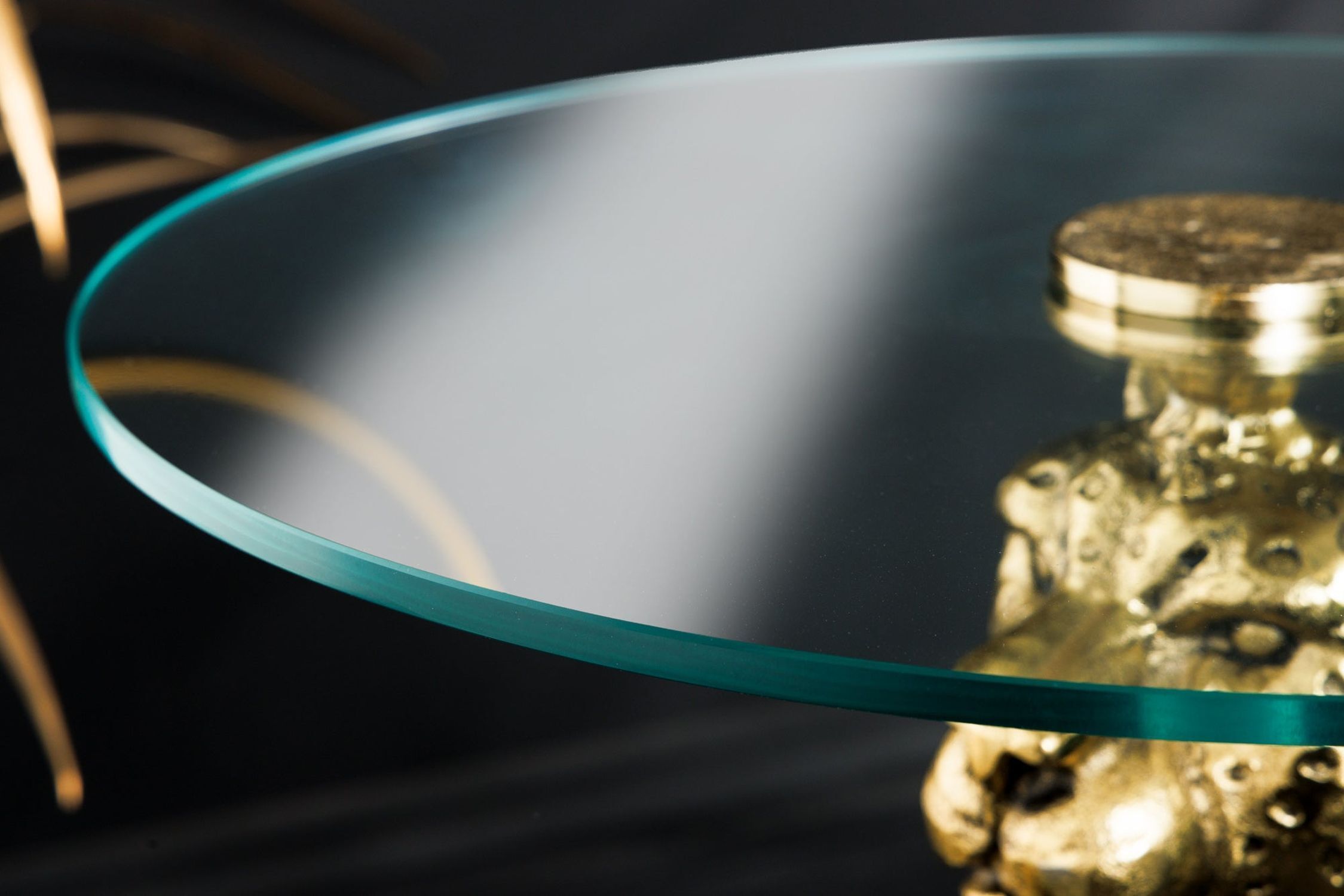 Beistelltisch rund Ø 45 cm H: 60 cm Panther in Gold Antik