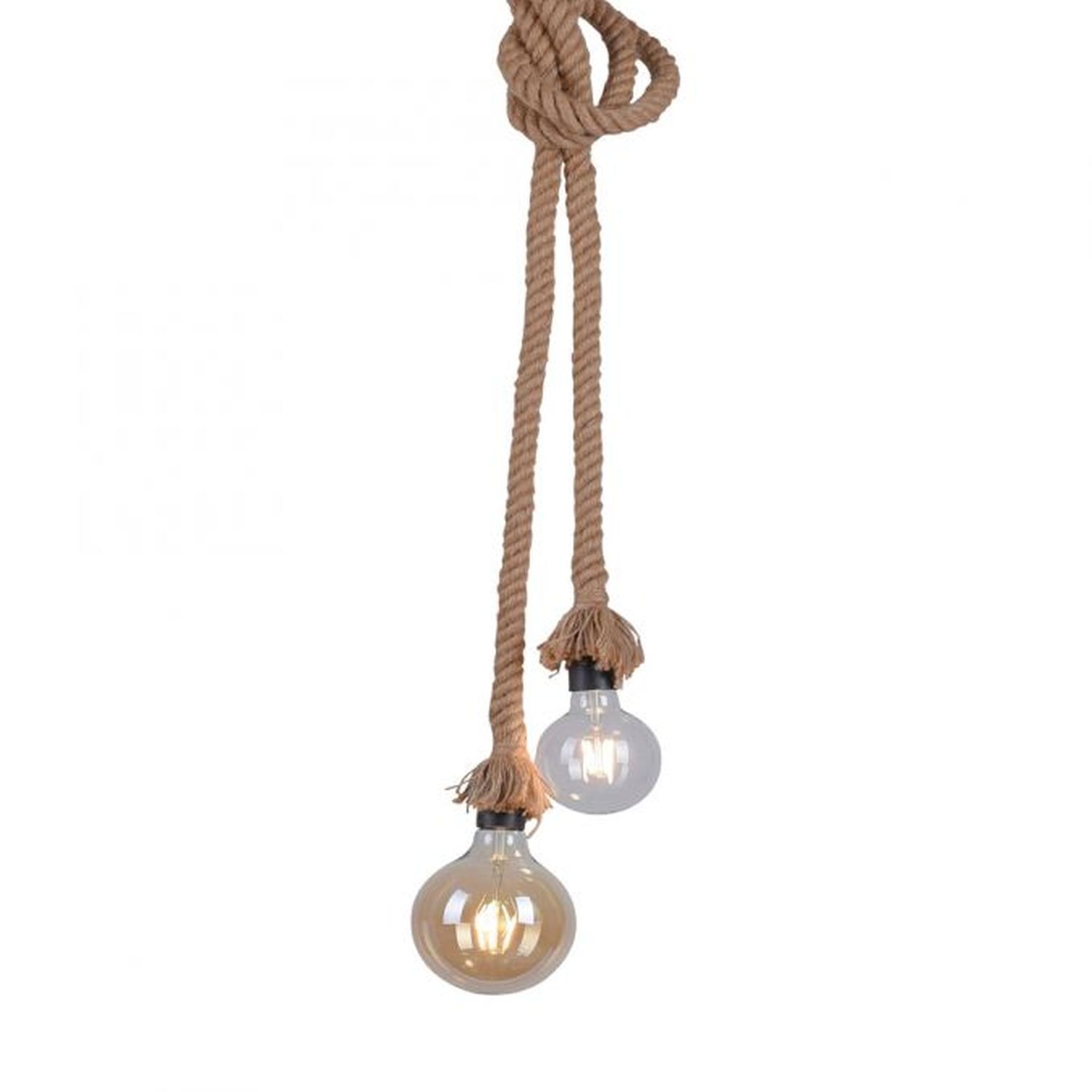 Vintage Pendelleuchte E27 2-flammig Ø10 cm Tau Seil