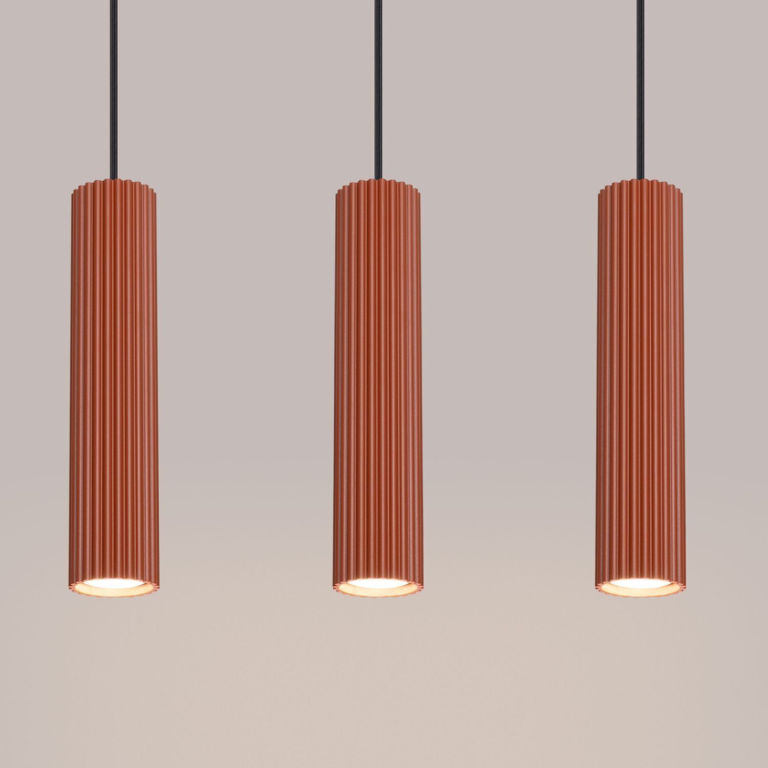 Hängeleuchte Modern GU10 3-flammig B: 45 cm Aluminium in Rot