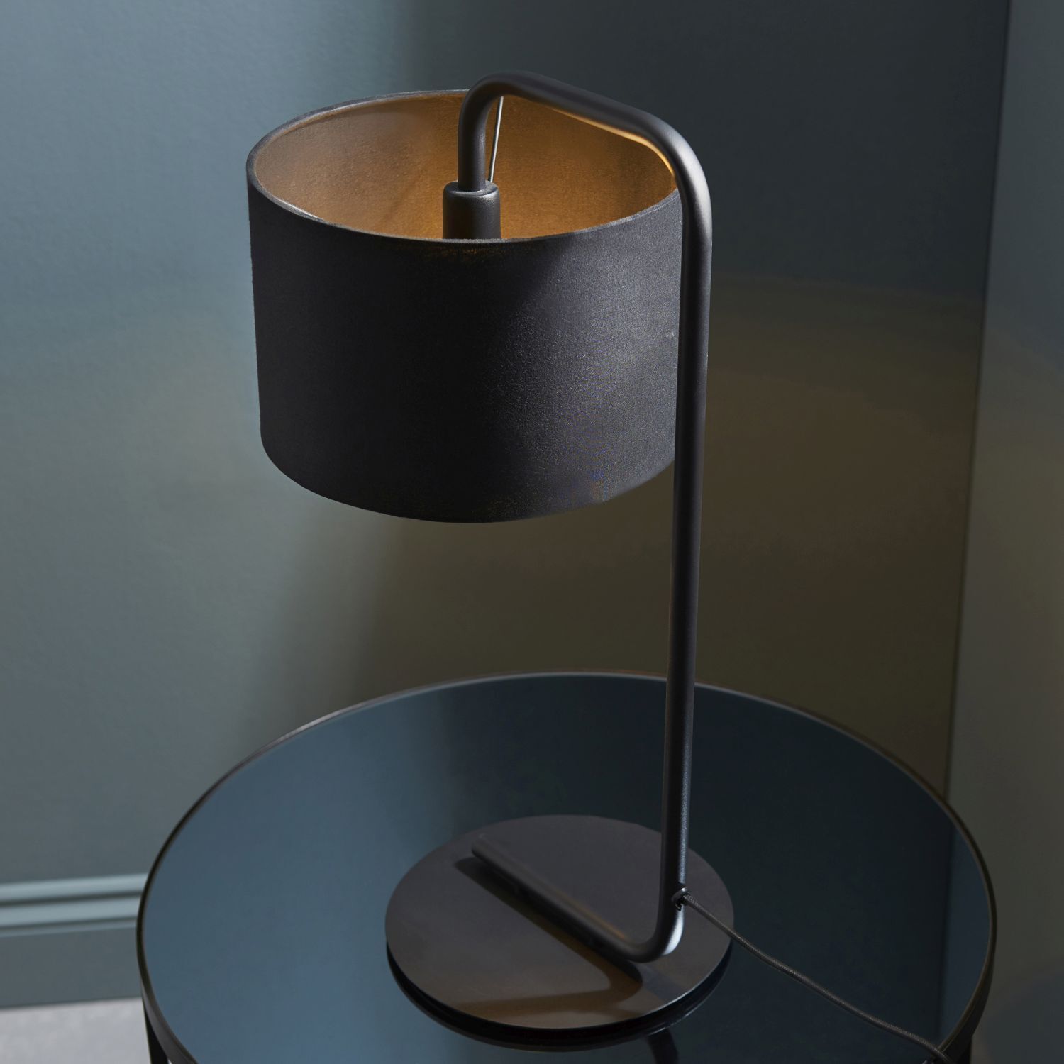 Tischleuchte Schwarz Stoff Metall 50 cm Modern E27