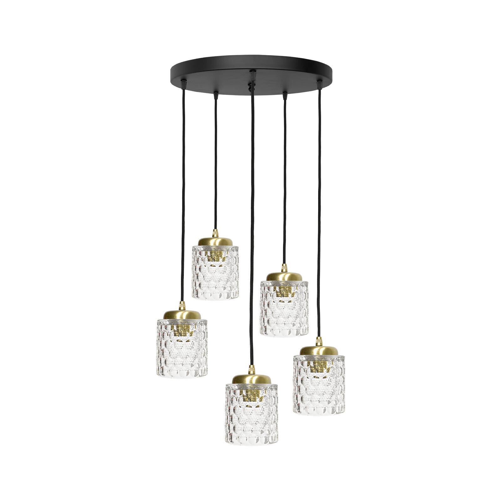 Pendelleuchte Ø 45 cm Messing Eisen Glas E27 verstellbar