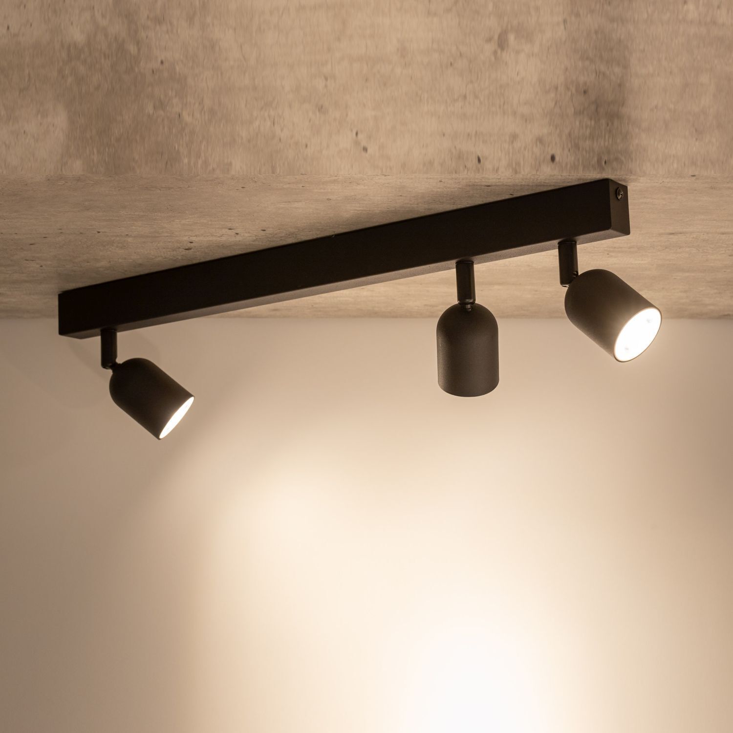 Deckenleuchte Schwarz 74 cm lang GU10 Metall 3-flammig Beleuchtung, Leuchte, Lampe, Deckenleuchte