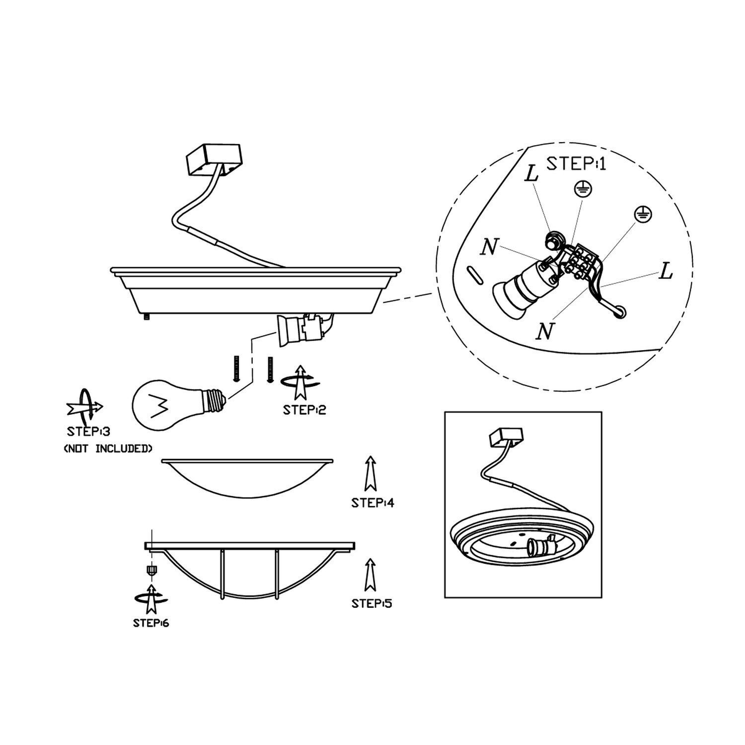 Industrie Deckenlampe Metall Glas Grau Weiß Ø29 cm E27