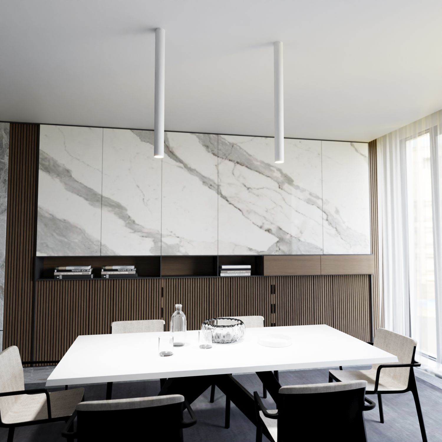 Deckenspot Metall XXL 80 cm hoch B: 6 cm Aufputz Weiß GU10