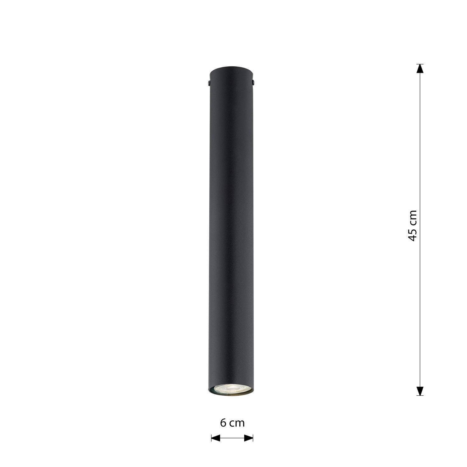 Aufputz Deckenlampe Metall H: 45 cm D: 6 cm Schwarz GU10