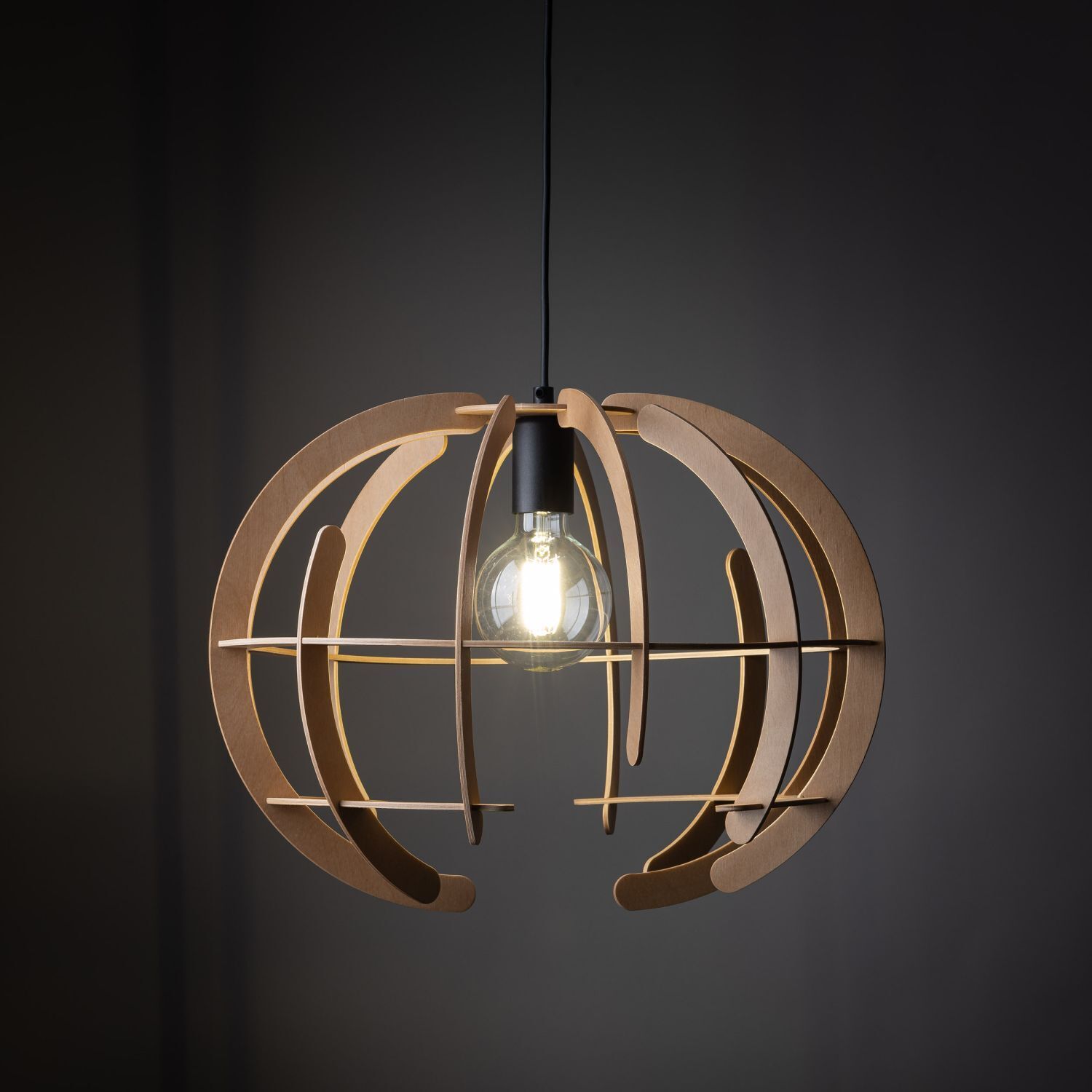 Hängeleuchte Holz Ø 46 cm H: max. 160 cm verstellbar E27