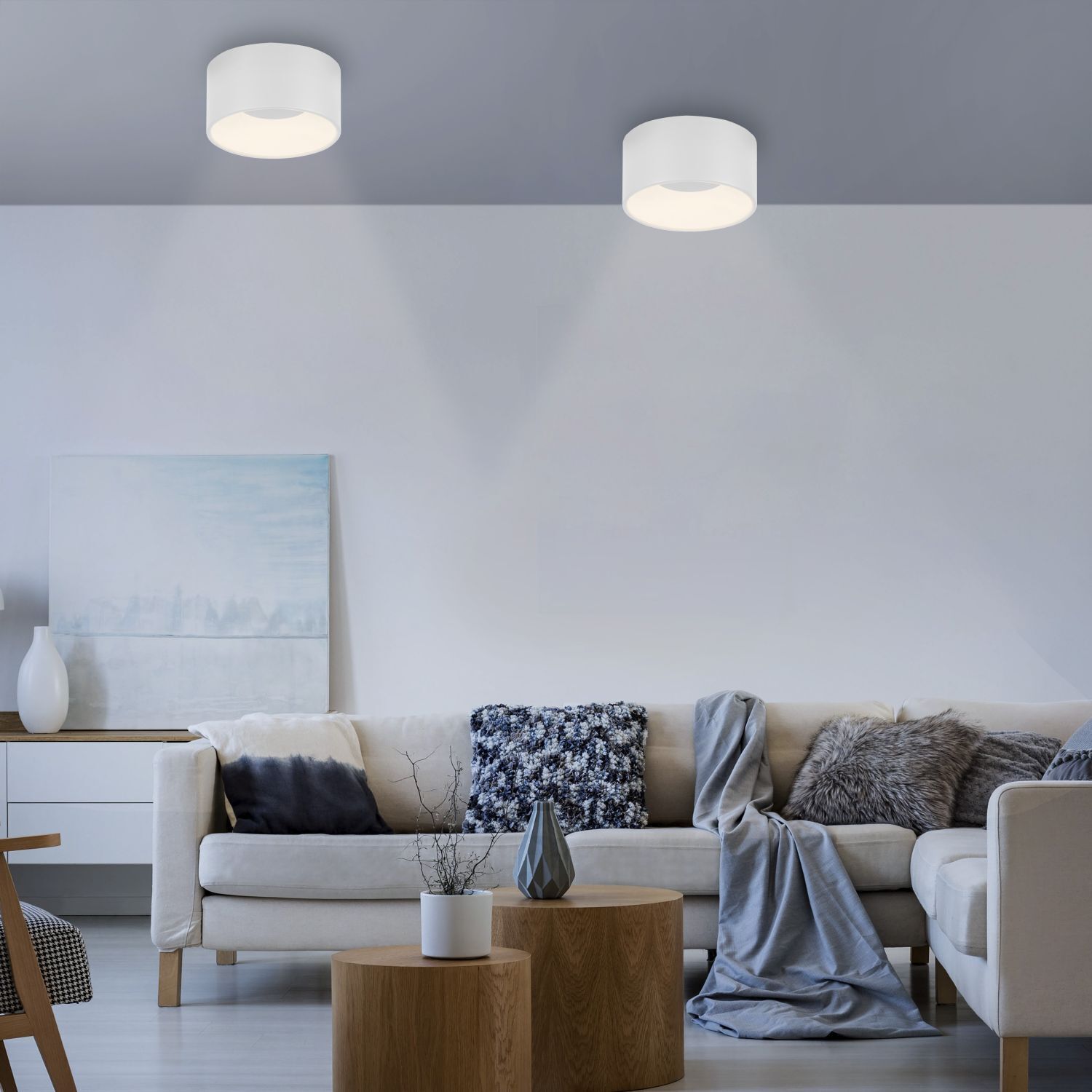 Runde LED Deckenlampe Weiß Ø16 cm 13 W 1500 lm dimmbar