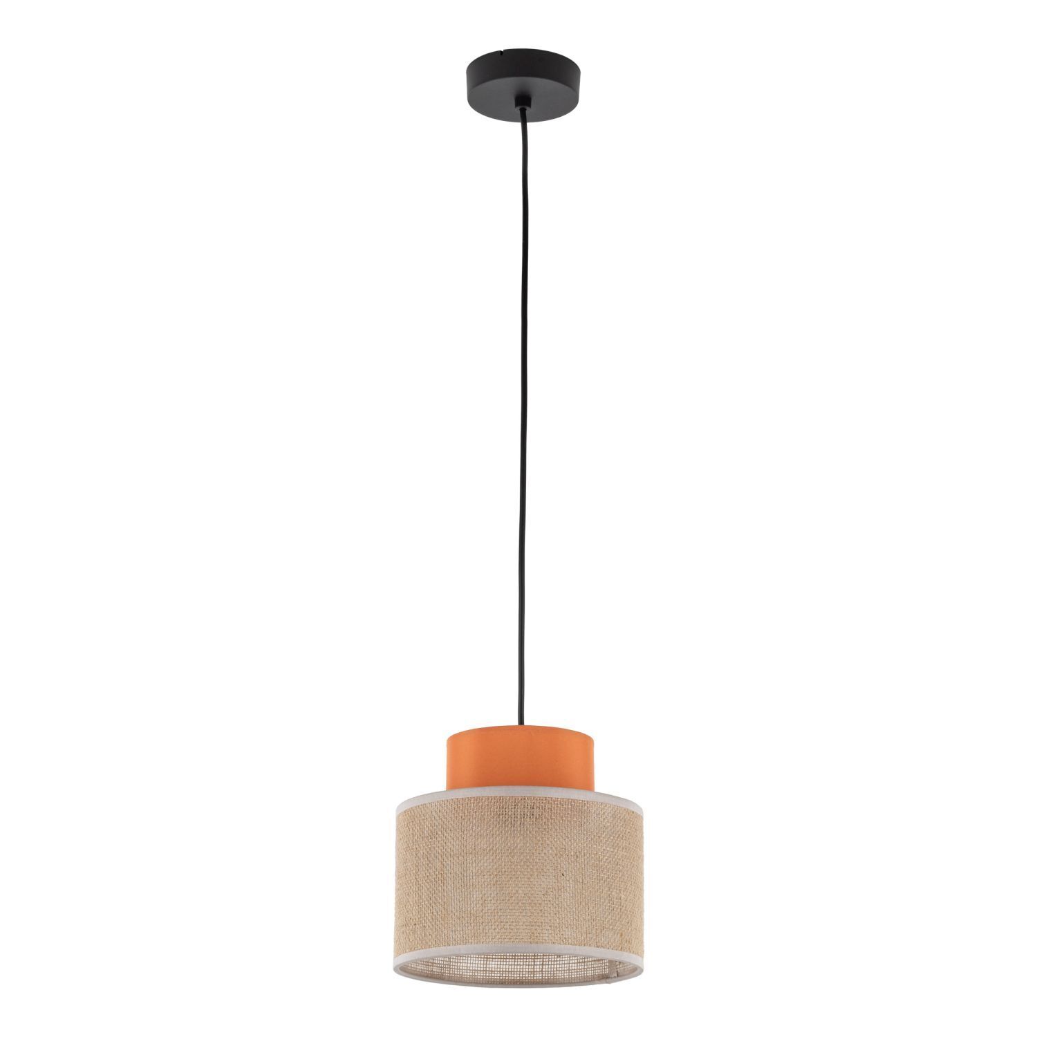 Hängelampe rund Ø 20 cm H: max. 160 cm Retro Jute Stoff E27 Lampe