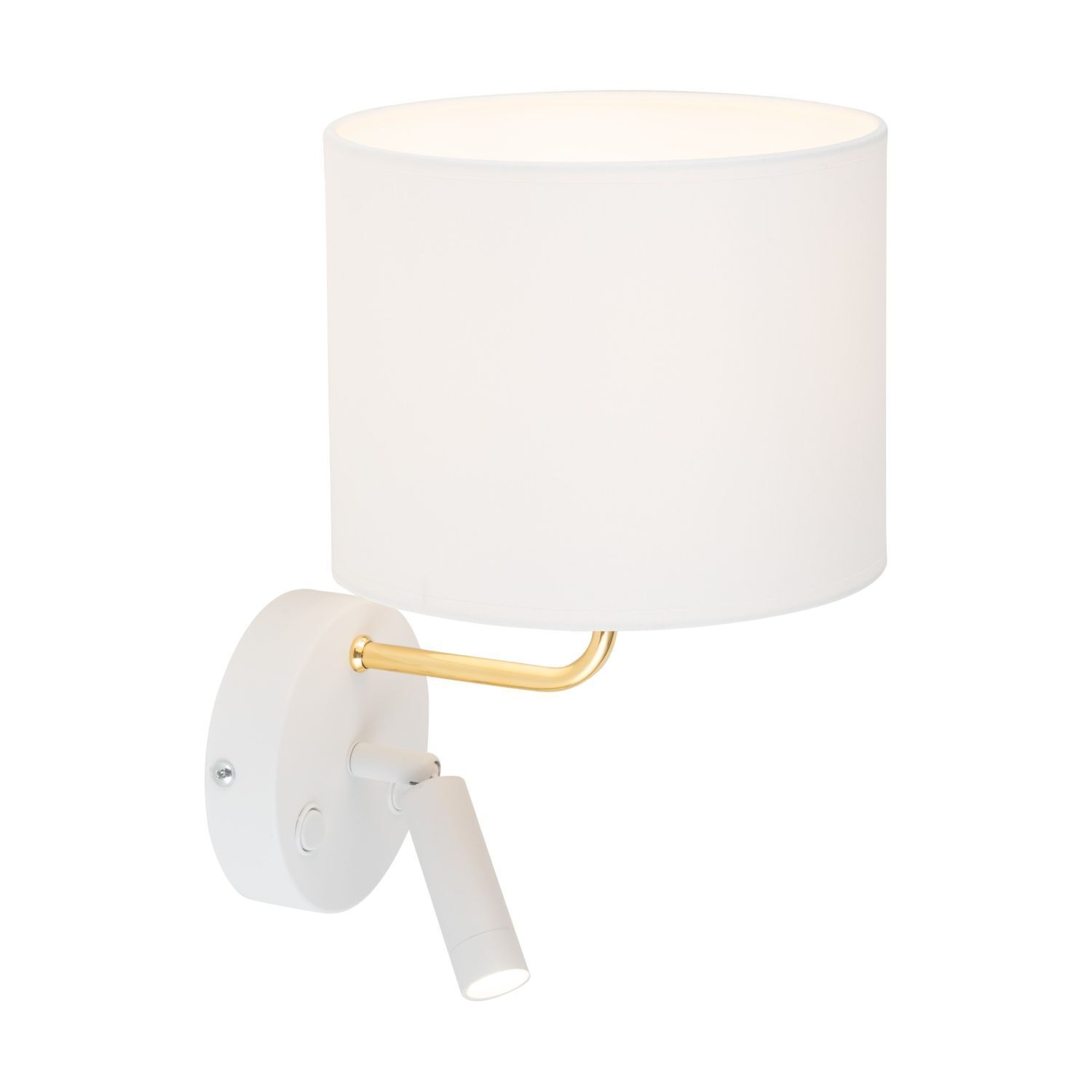 Wandleuchte mit Leselampe Schalter Weiß Gold DEMETRIO