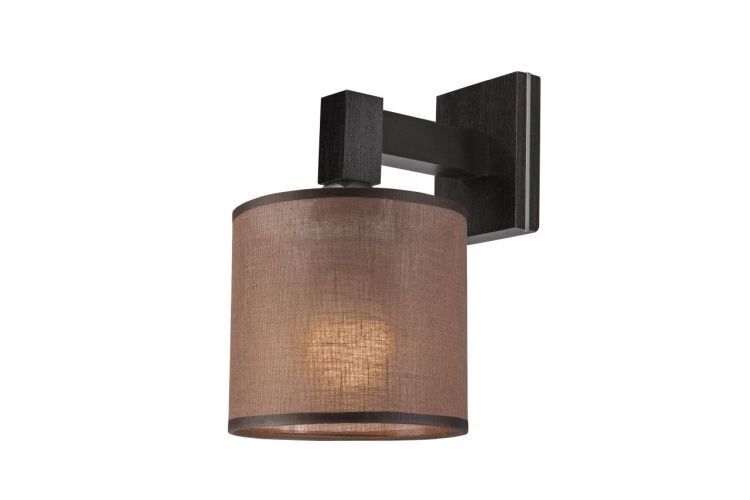 Wandlampe in Braun Schwarz Stoff Metall glanzvoll