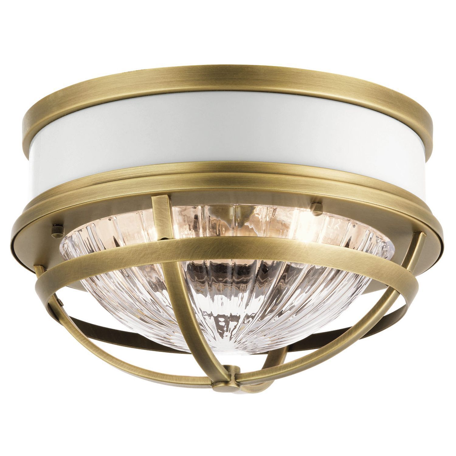 Deckenleuchte rund Ø 30,5 cm Metall Riffelglas 2x E27