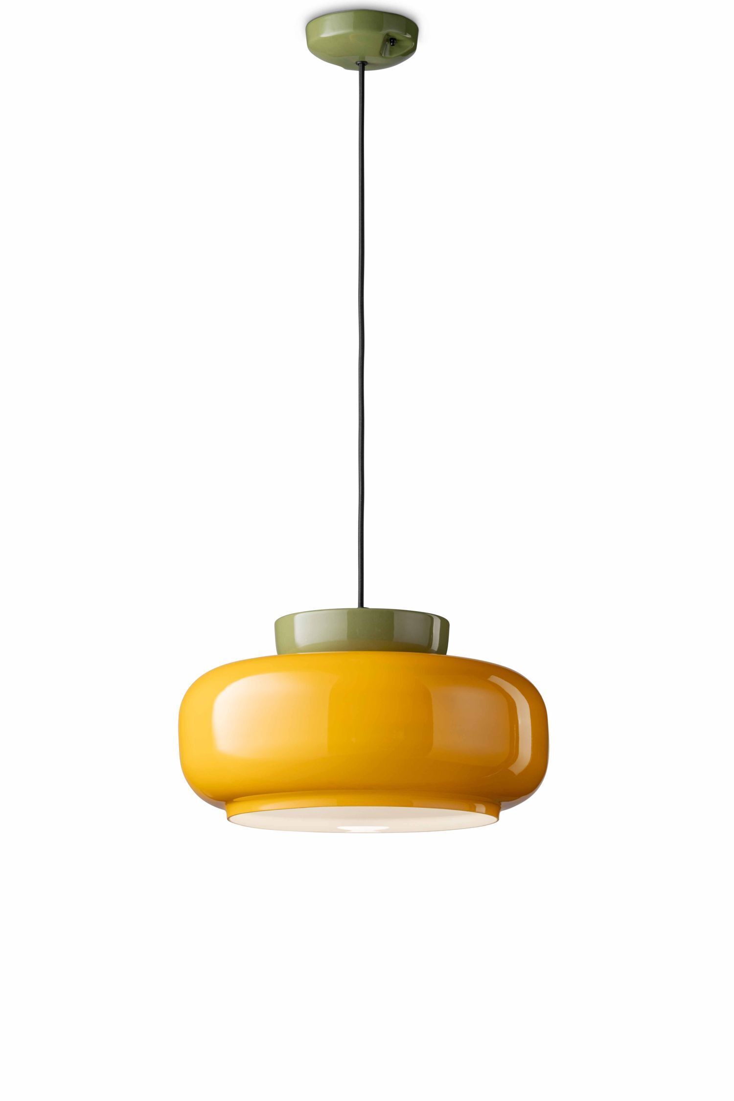 Pendelleuchte Glas Keramik E27 D: 37 cm rund Retro