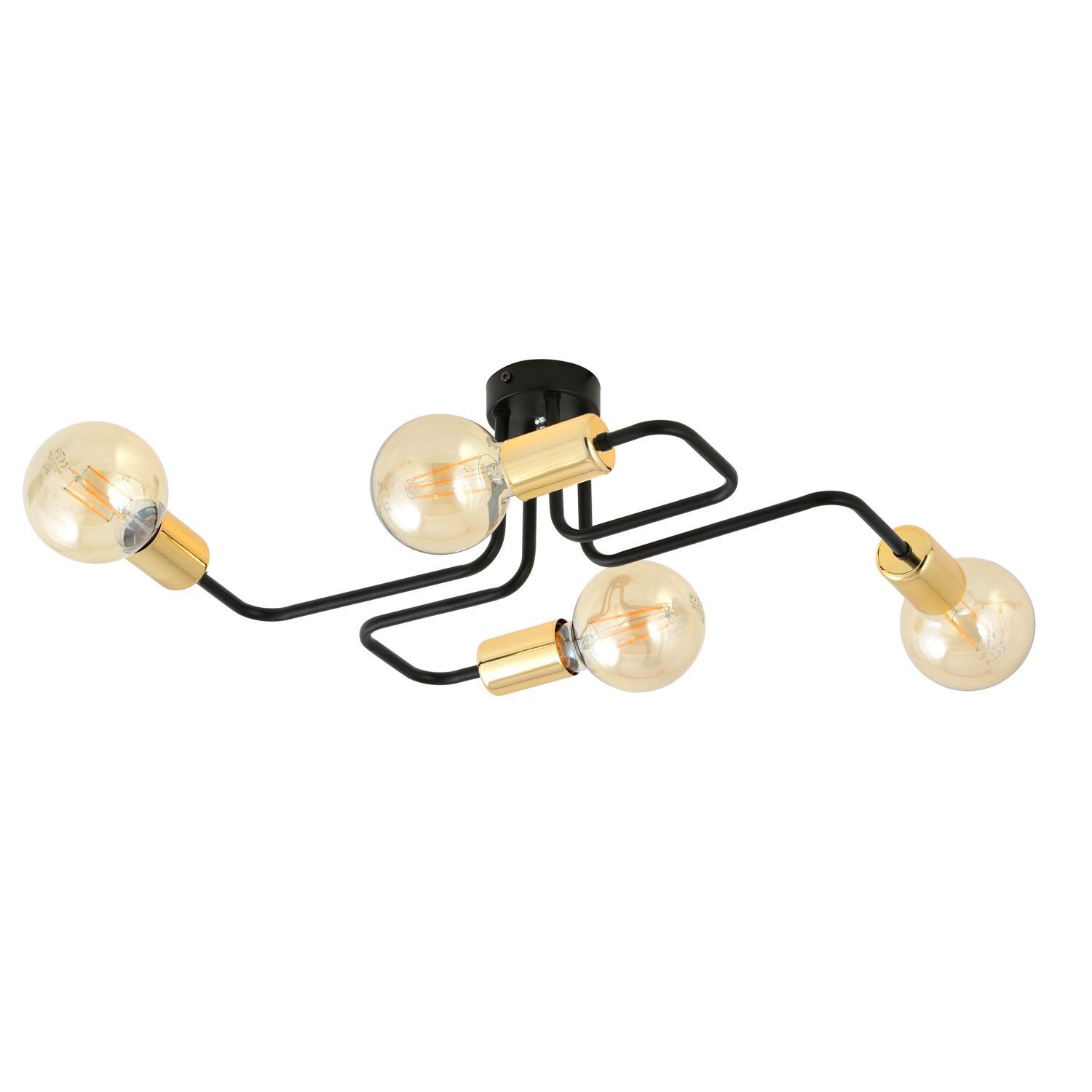 Deckenlampe Metall Schwarz Gold 4-flammig NIELS