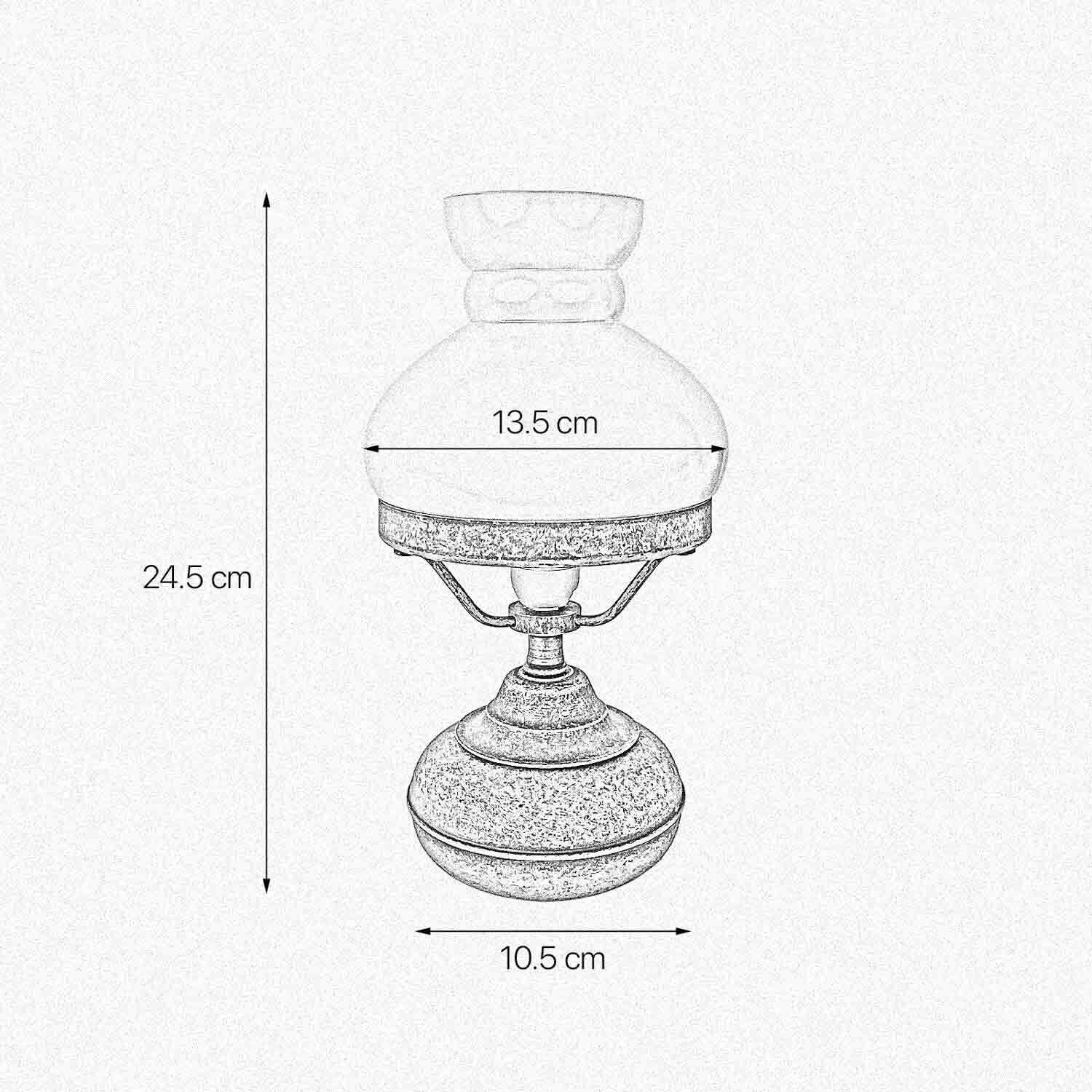 Tischleuchte Glas Messing 24,5 cm in Bronze Antik Grün Glas, Lampe, Kunst