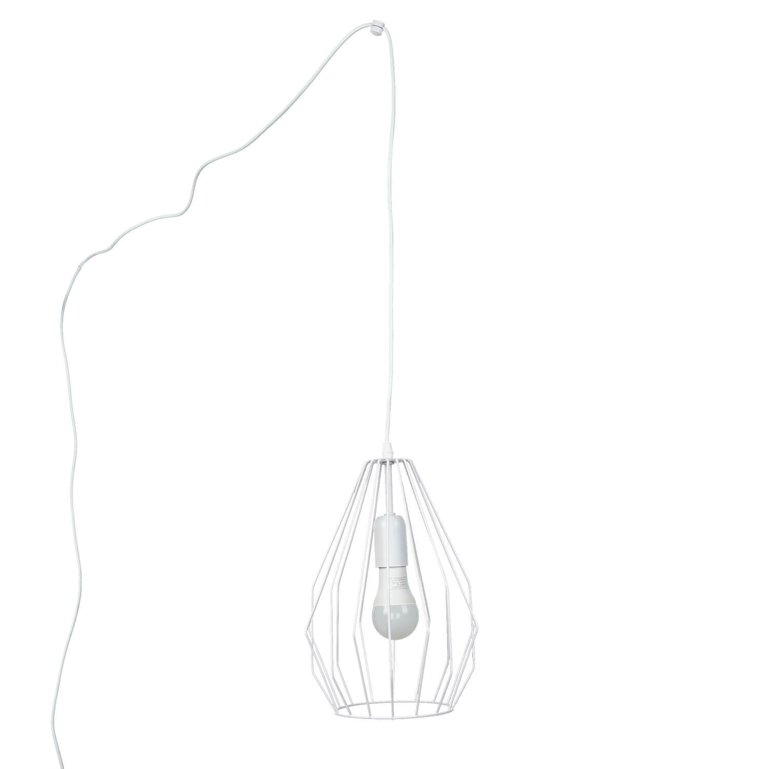 Hängelampe mit Stecker Weiß Käfig Schirm 5,5 m lang Licht, Lampe