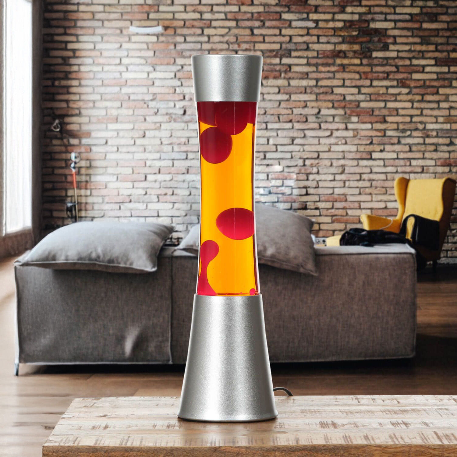 Feurige Lavalampe Rot Orange SANDRO 39cm mit Schalter Lampe, Stuhl, Mobiliar, Couch, Handtasche