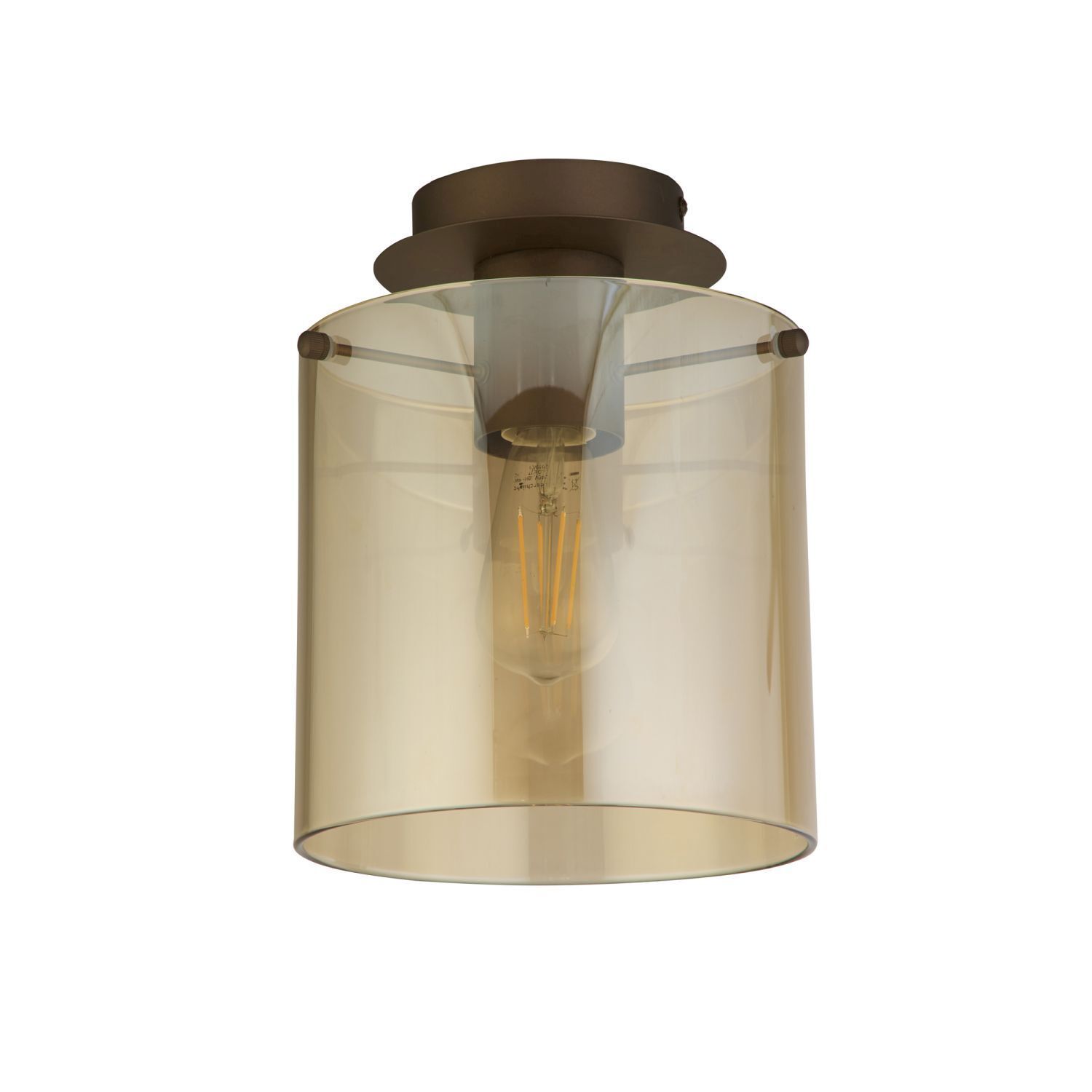 Deckenleuchte Glas Metall in Mokka Bernstein L:22 cm