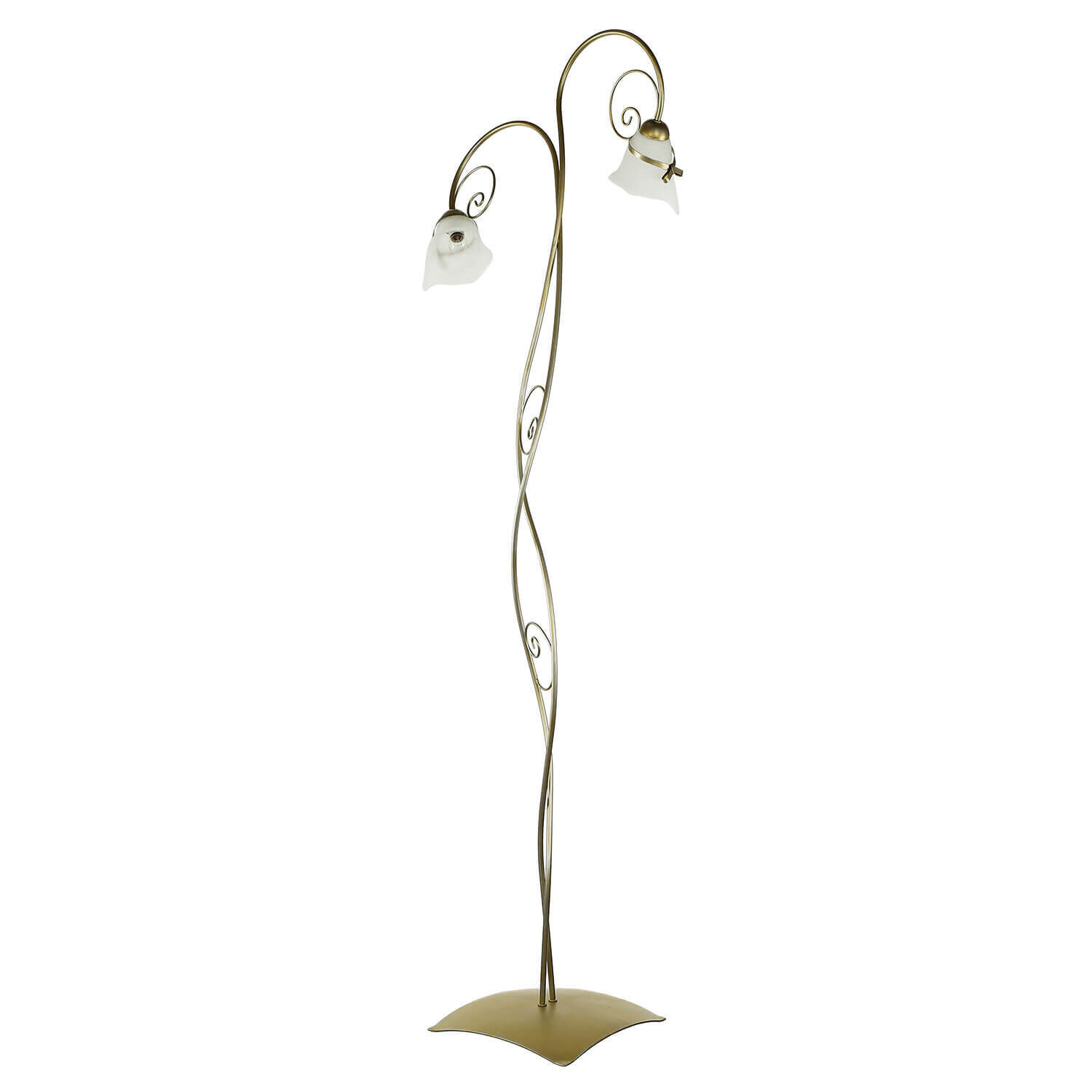 Florale Stehlampe Wohnzimmer in Gold Alabaster Glas