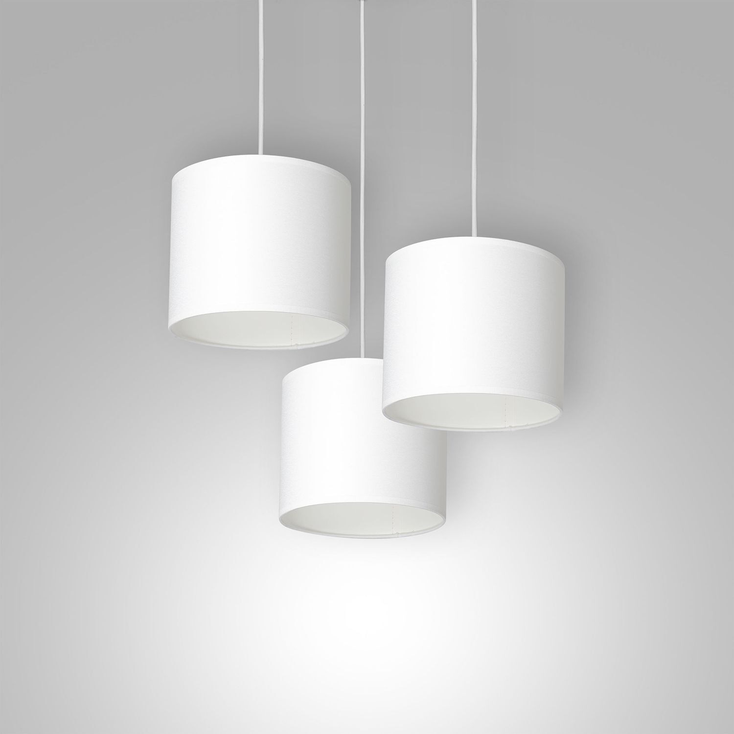 Pendelleuchte Weiß Stoff Metall E27 B:45 cm blendarm Lampe, Kronleuchter, Deckenleuchte