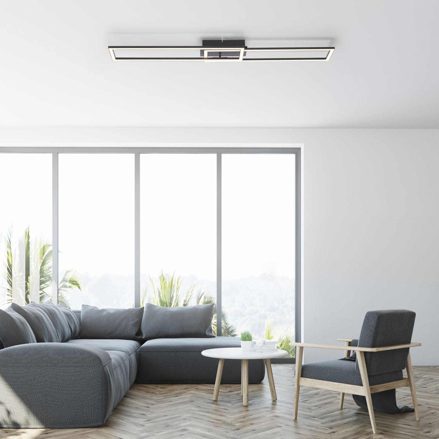 Dimmbare LED Deckenleuchte Schwarz 3000 K 36 W L:102 cm