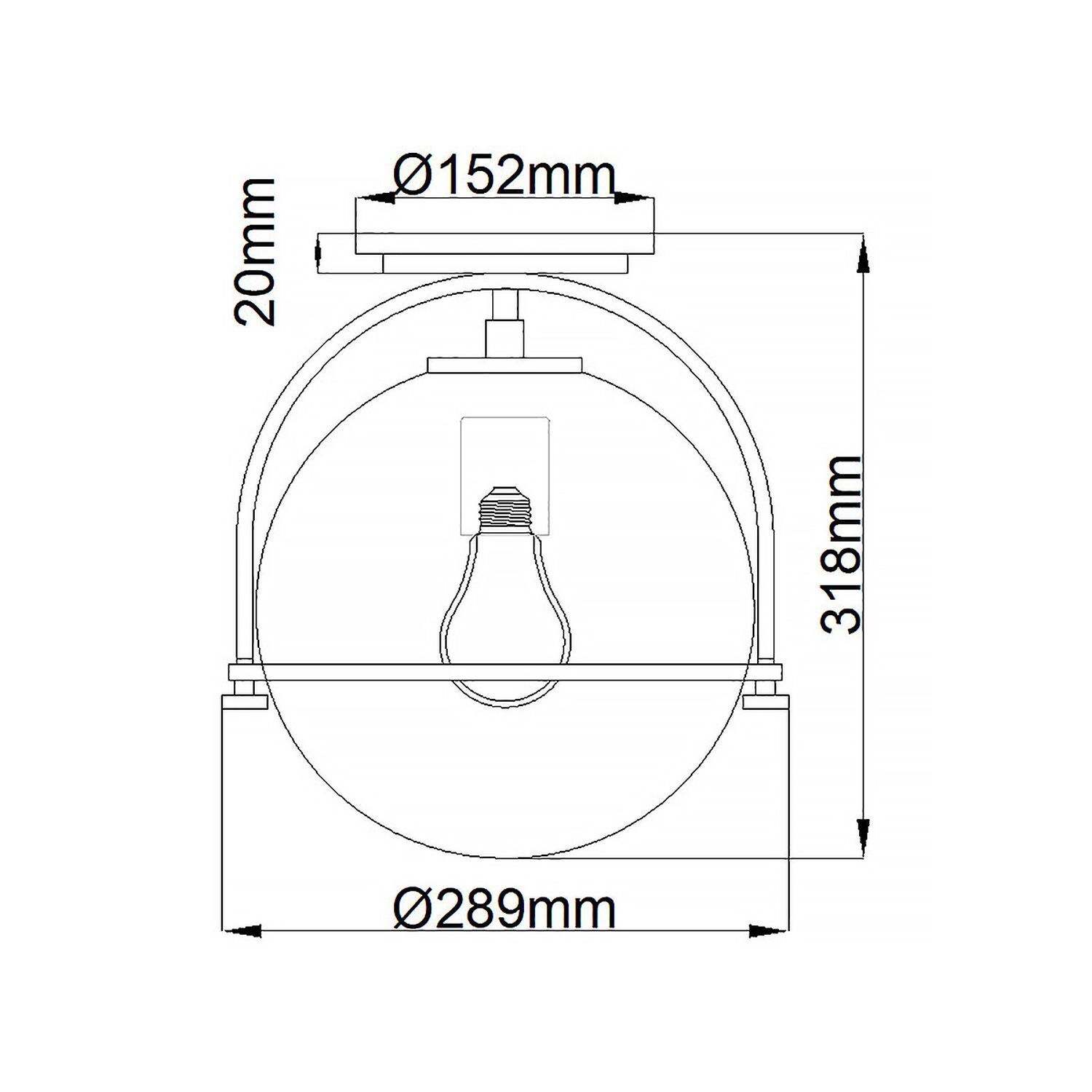 Deckenleuchte Metall Glas E27 rund Ø 28,2 cm Schwarz