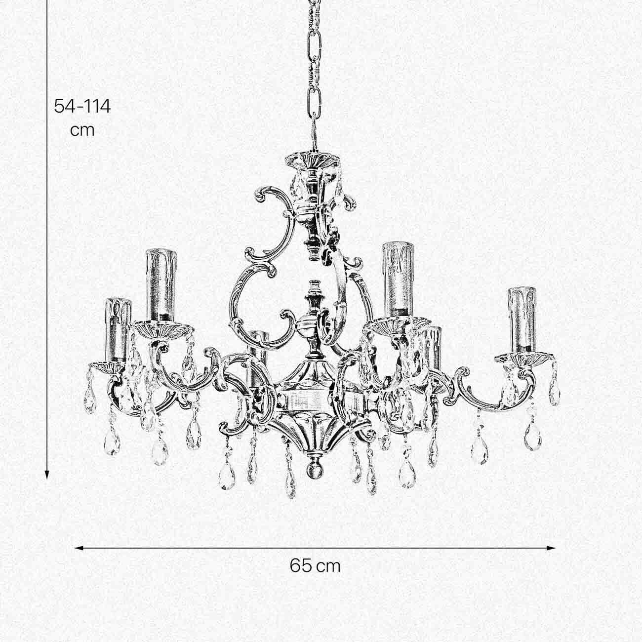 Kronleuchter Messing Kristall Ø 65 cm 6-flammig E14 in Bronze