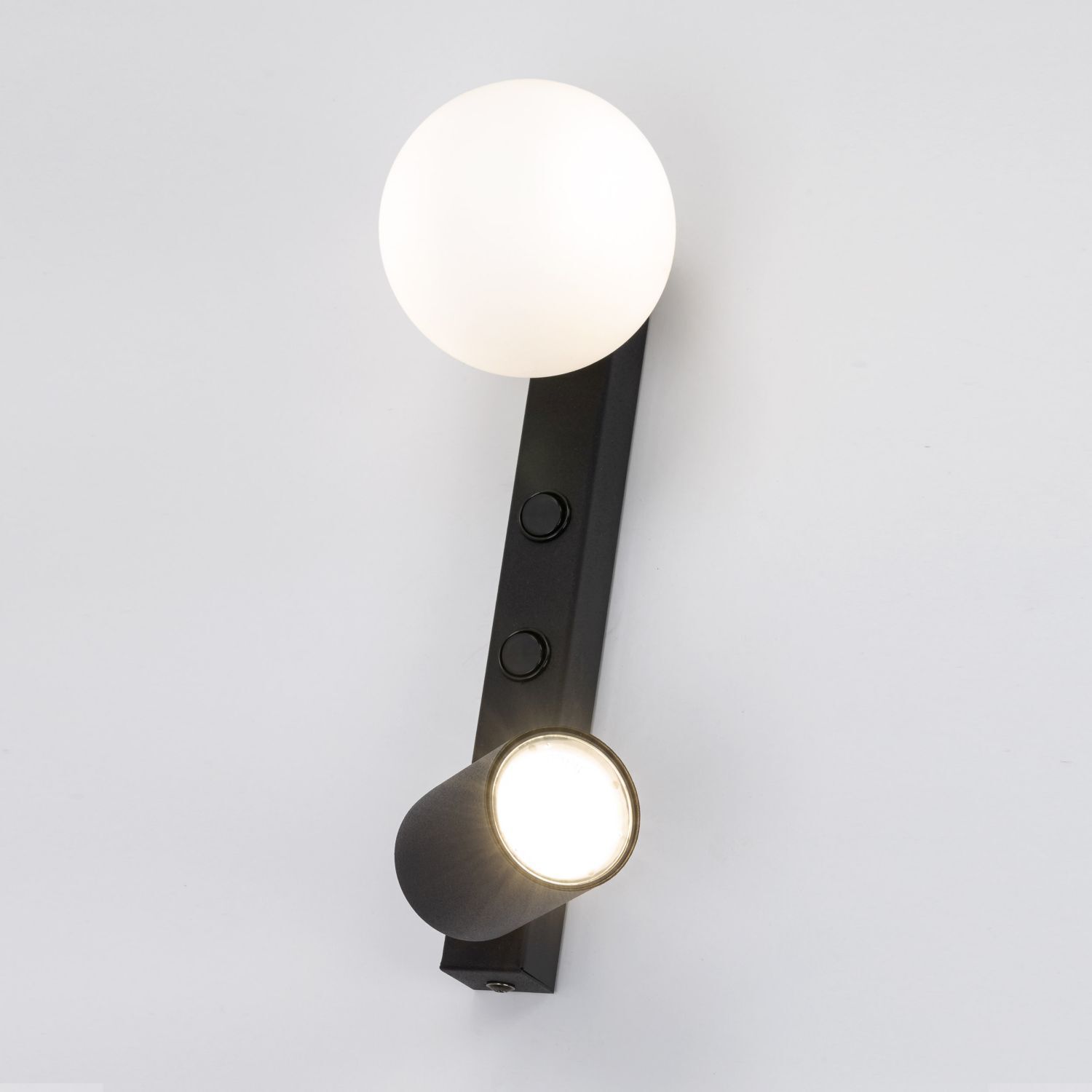 Spot Wandleuchte mit Schalter H: 35 cm GU10 + G9 Glas Metall