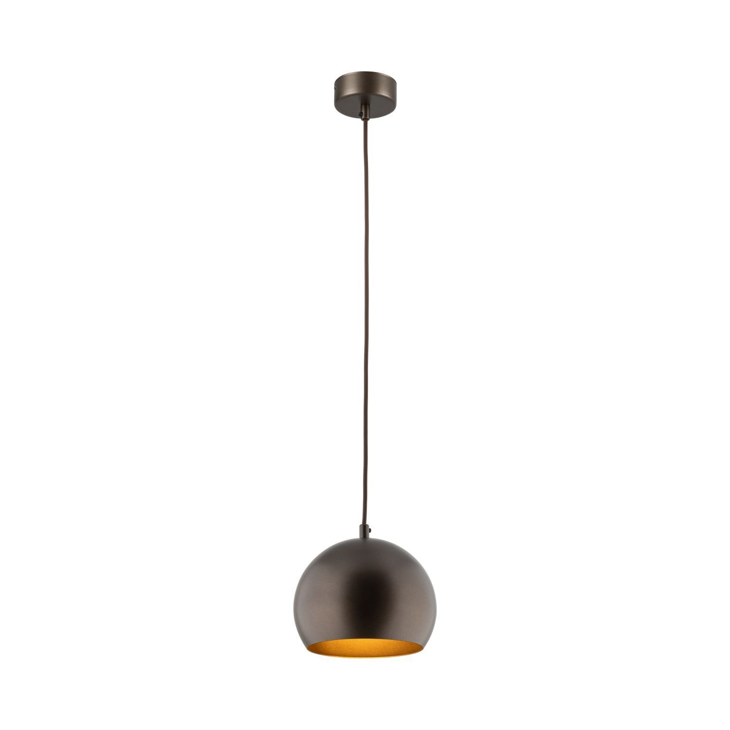 Pendelleuchte Braun Metall rund Ø 17 cm klein E27 Kugel