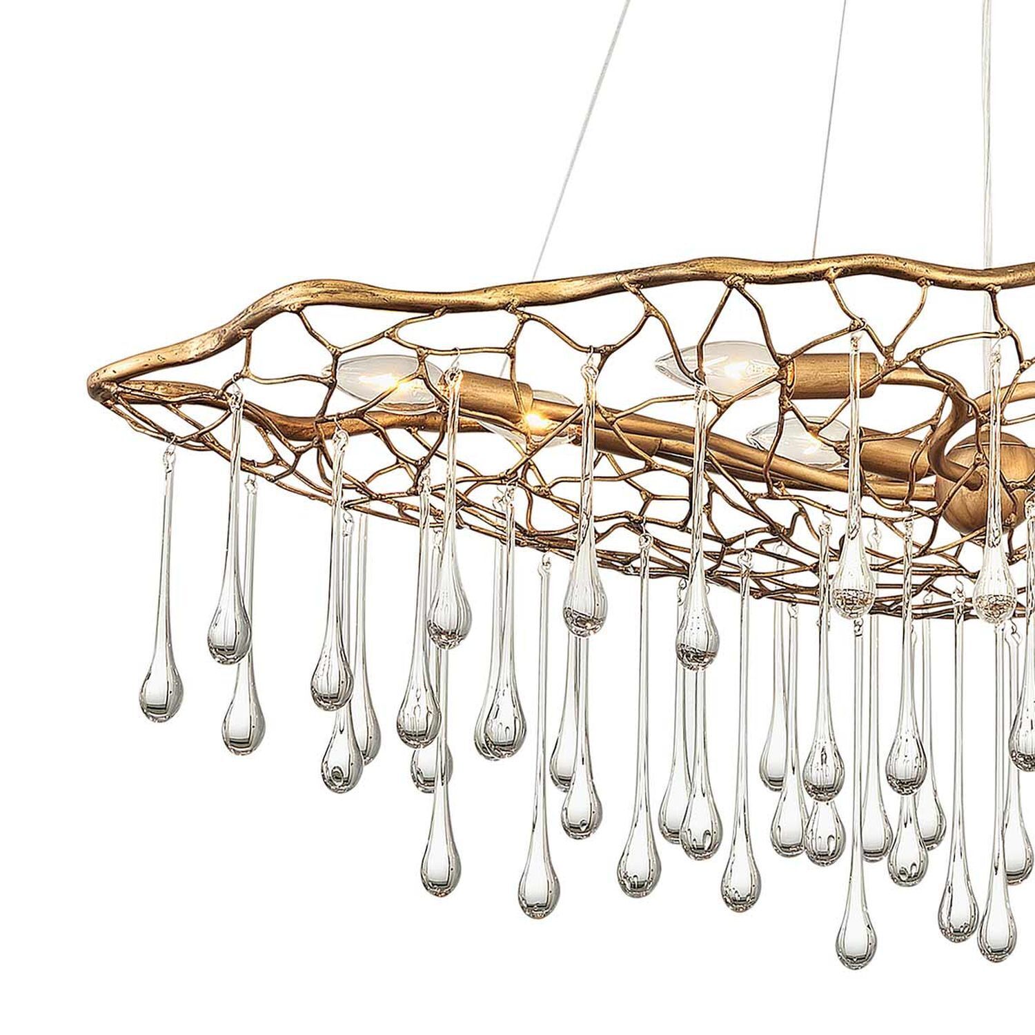 Hängeleuchte Kristall Metall 106,7 cm lang in Gold 8x E14