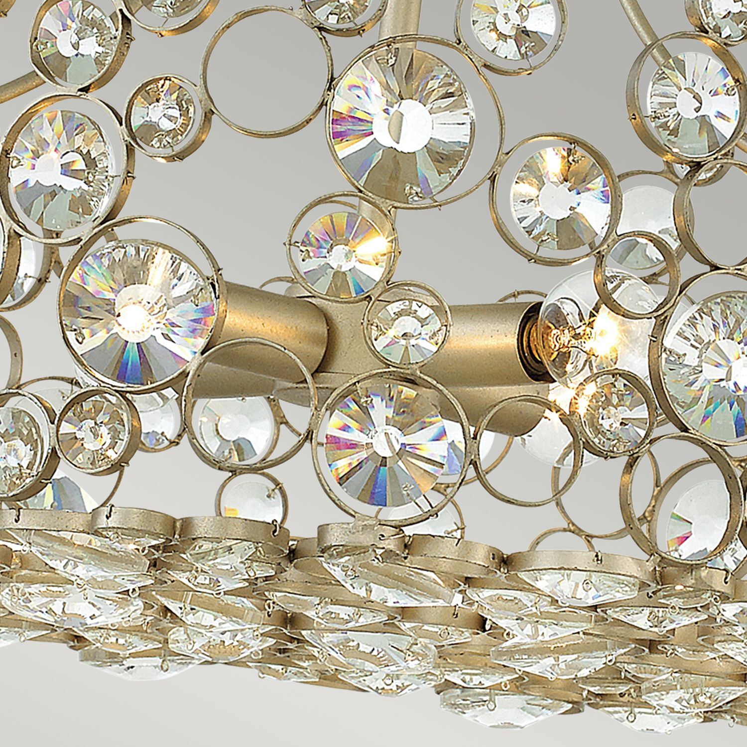 Deckenleuchte Kristall Metall in Blattsilber THYMI Leuchter, Lampe, Maschine, Rad