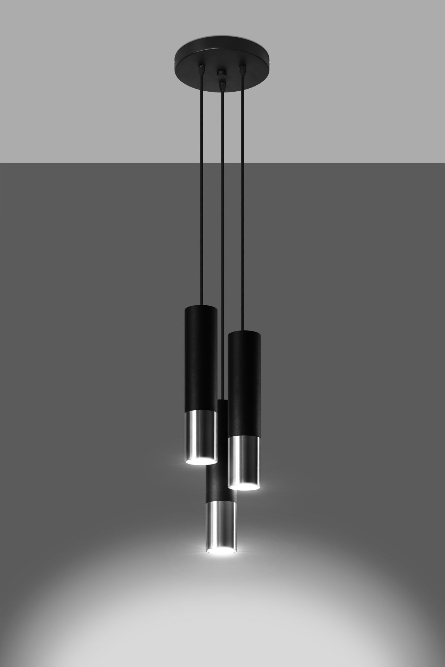 Hängelampe Schwarz Chrom 3-flammig verstellbar GU10