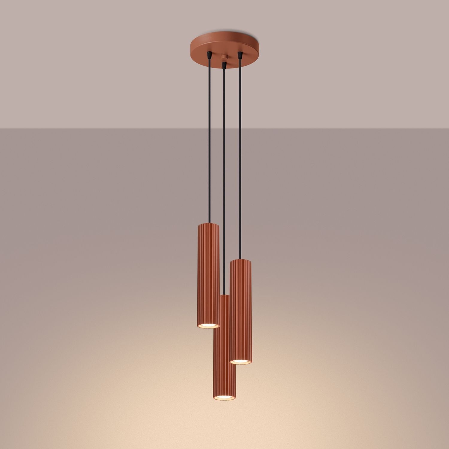 Pendelleuchte 3-flammig GU10 Rot aus Aluminium B: 19,5 cm