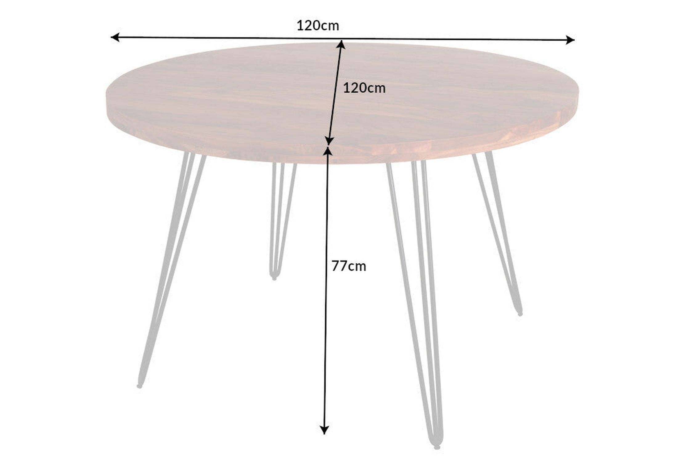 Esstisch Akazienholz Metall 120 x 120 cm