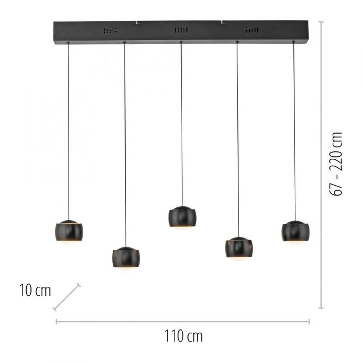 LED Pendelleuchte Schwarz Metall warmweiß 3000 K 110 cm