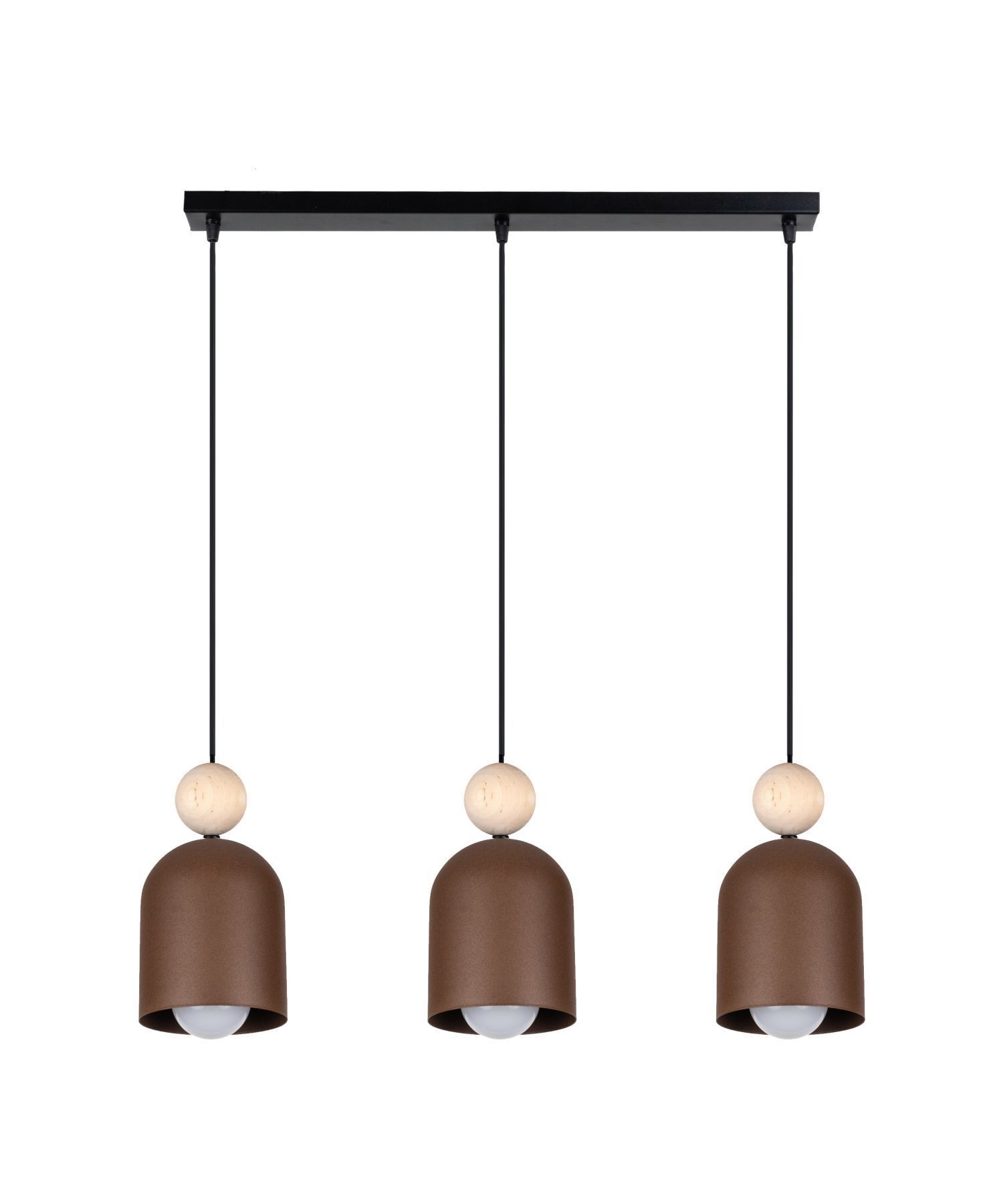 Gemütliche Hängeleuchte Rostbraun Metall Holz E27 66 cm