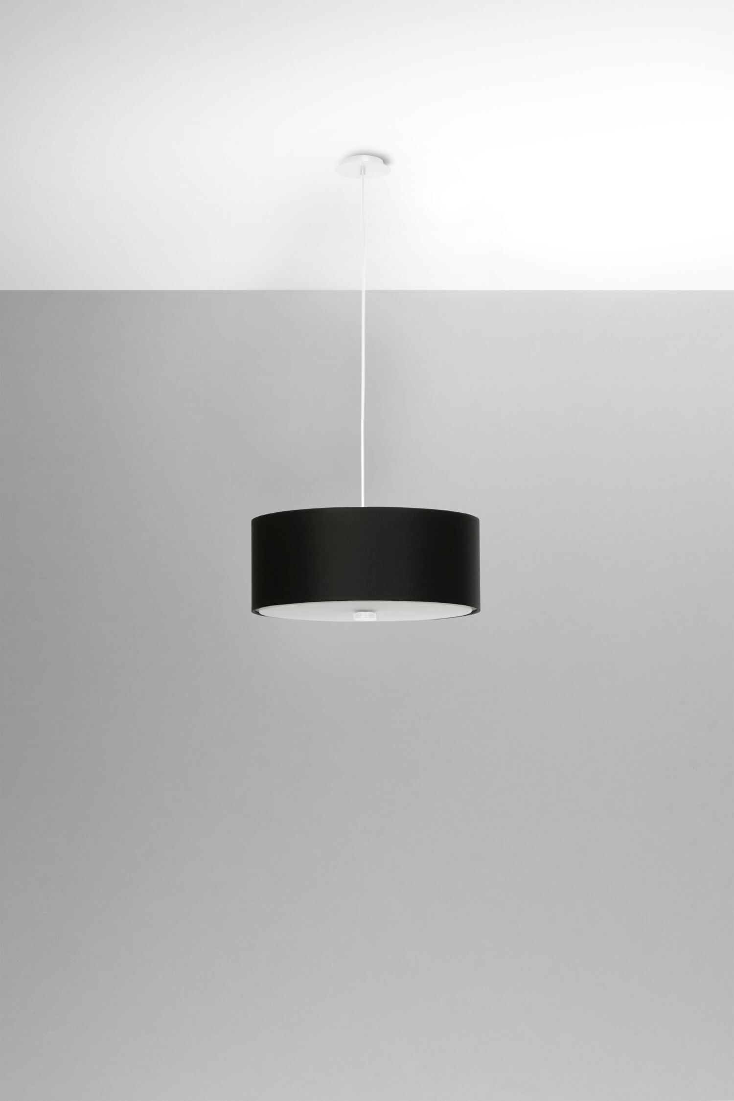 Hängelampe Schwarz Ø 30 cm rund Stoff Glas 3x E27