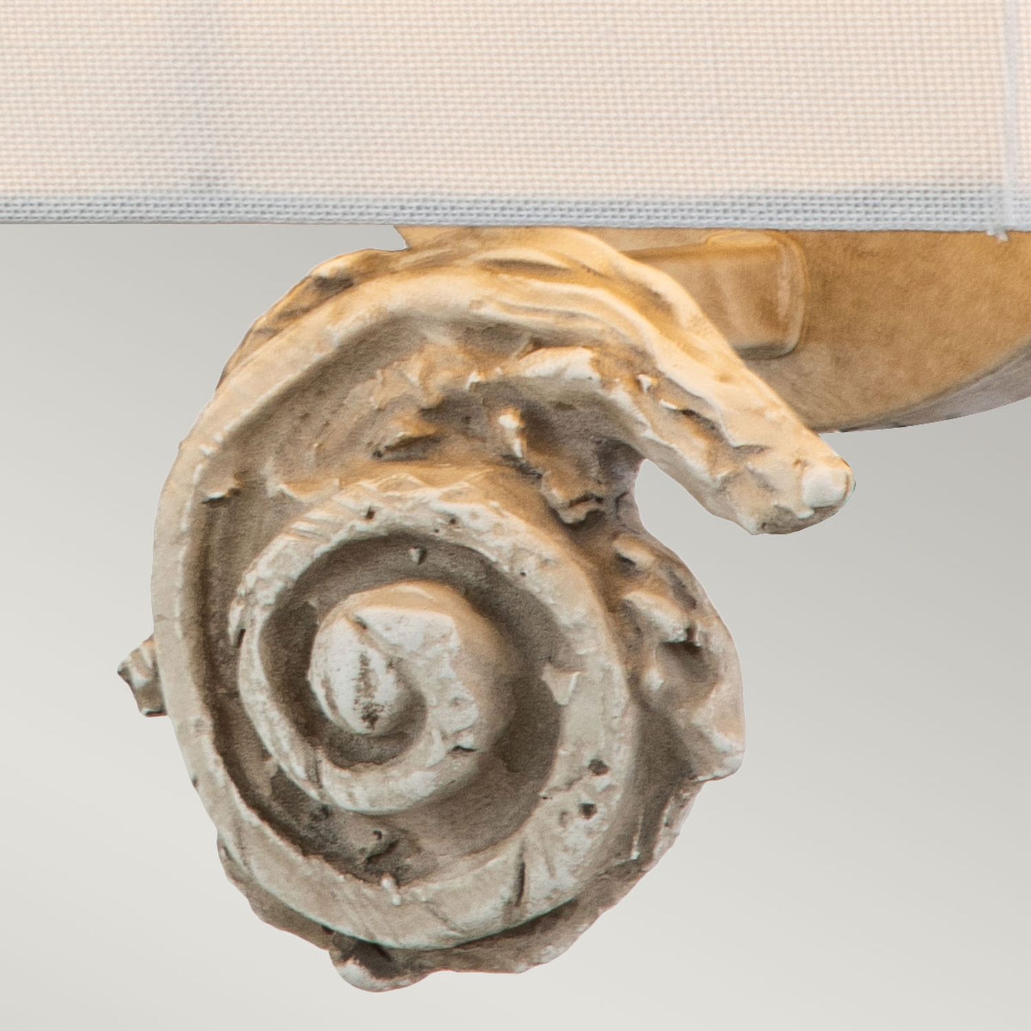 Kleine Wandleuchte Stoff H: 25,4 cm Creme Weiß Holz