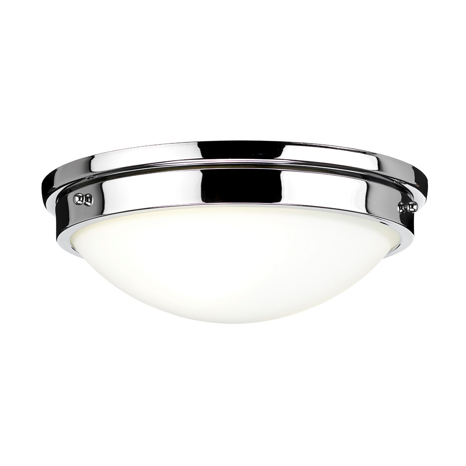 Deckenlampe Weiß Chrom rund Ø32cm E27 Glas Metall