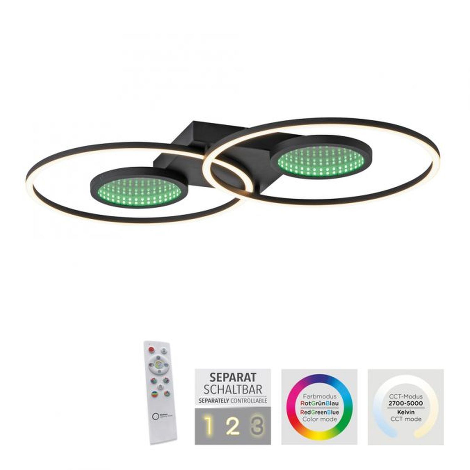 LED Deckenlampe Fernbedienung Tiefenwirkung 2700-5000 K Licht, Ampel