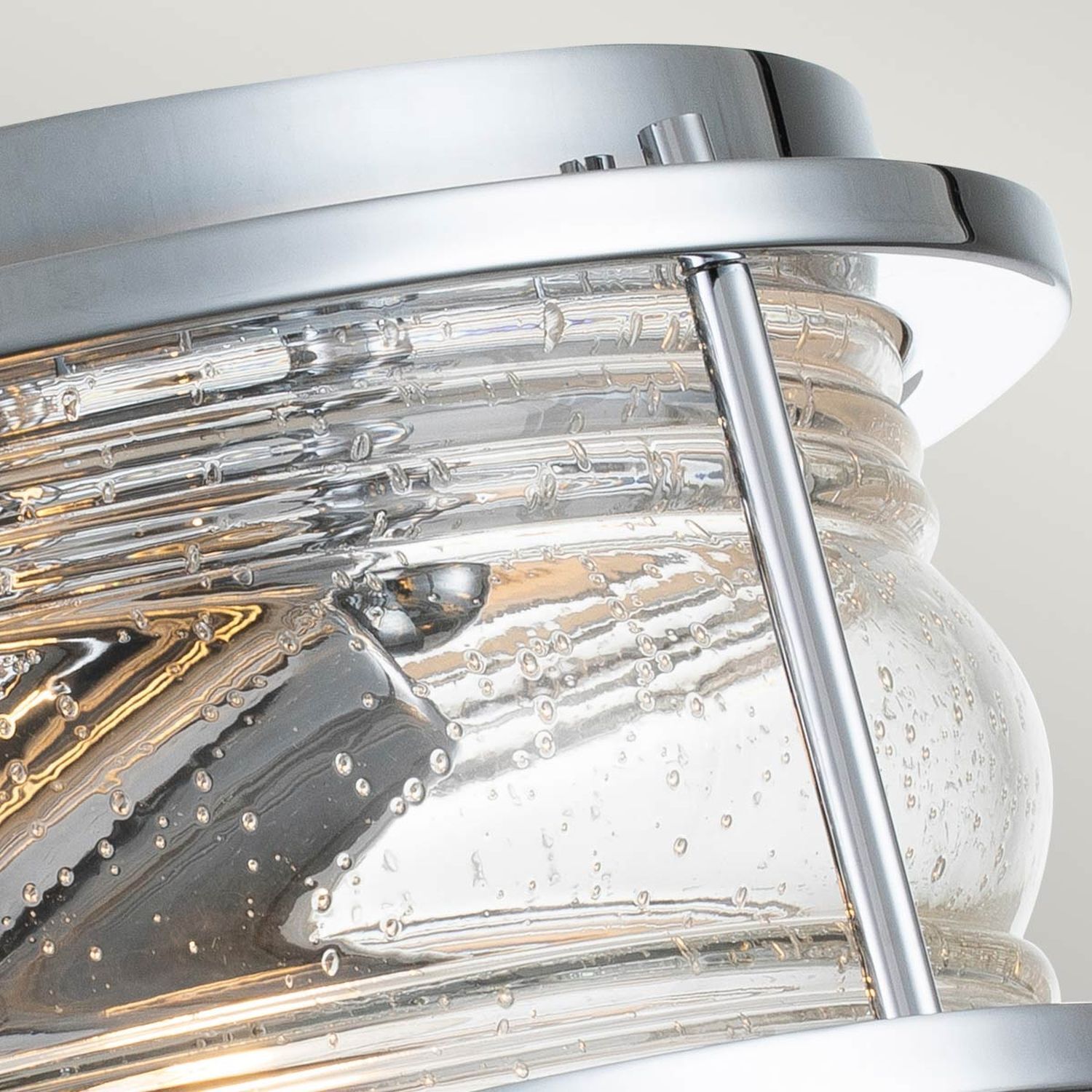 Badlampe Decke Chrom IP44 rund Ø 30,5 cm 2x E27 Metall Glas Badlampe Decke Chrom IP44 rund Ø 30,5 cm 2x E27 Metall Glas