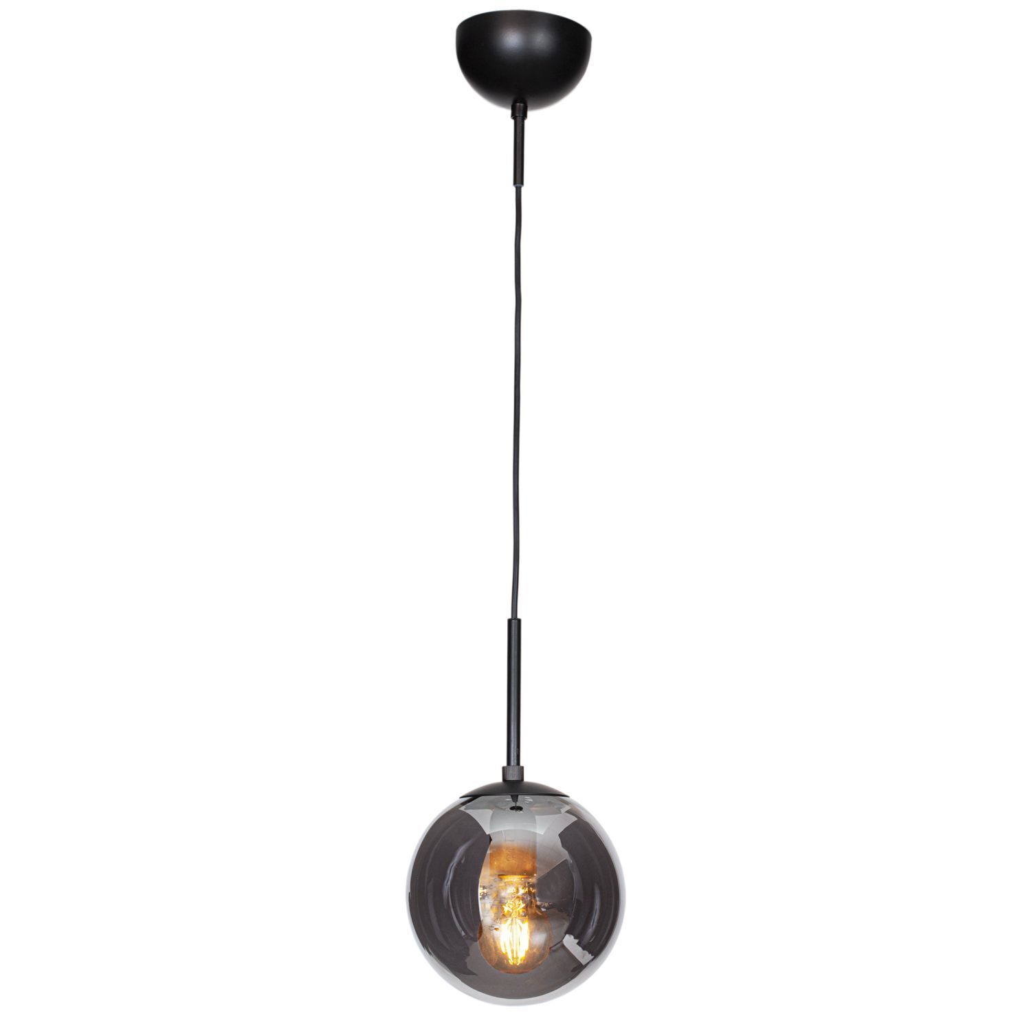 Pendelleuchte Kugelschirm Rauchglas 18 cm breit E27 Retro