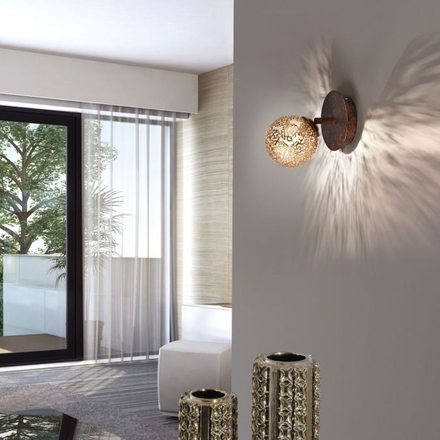 Wandstrahler mit Schalter Rostbraun Gold G9 verstellbar