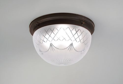Deckenlampe Antik Messing Glas mit Muster E27 Ø40 cm
