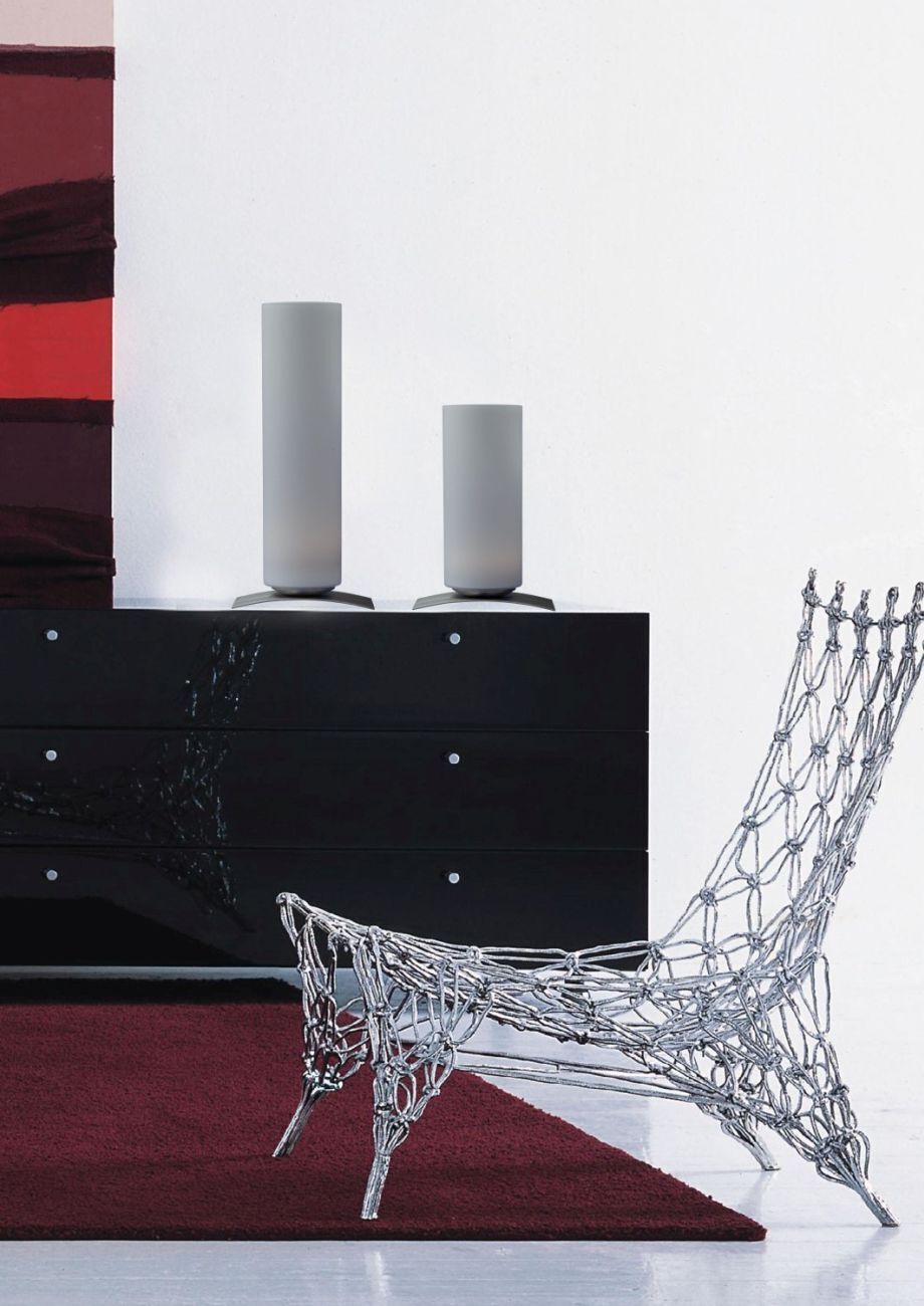 Tischleuchte E27 OBLICA mit Glasschirm Mattweiß