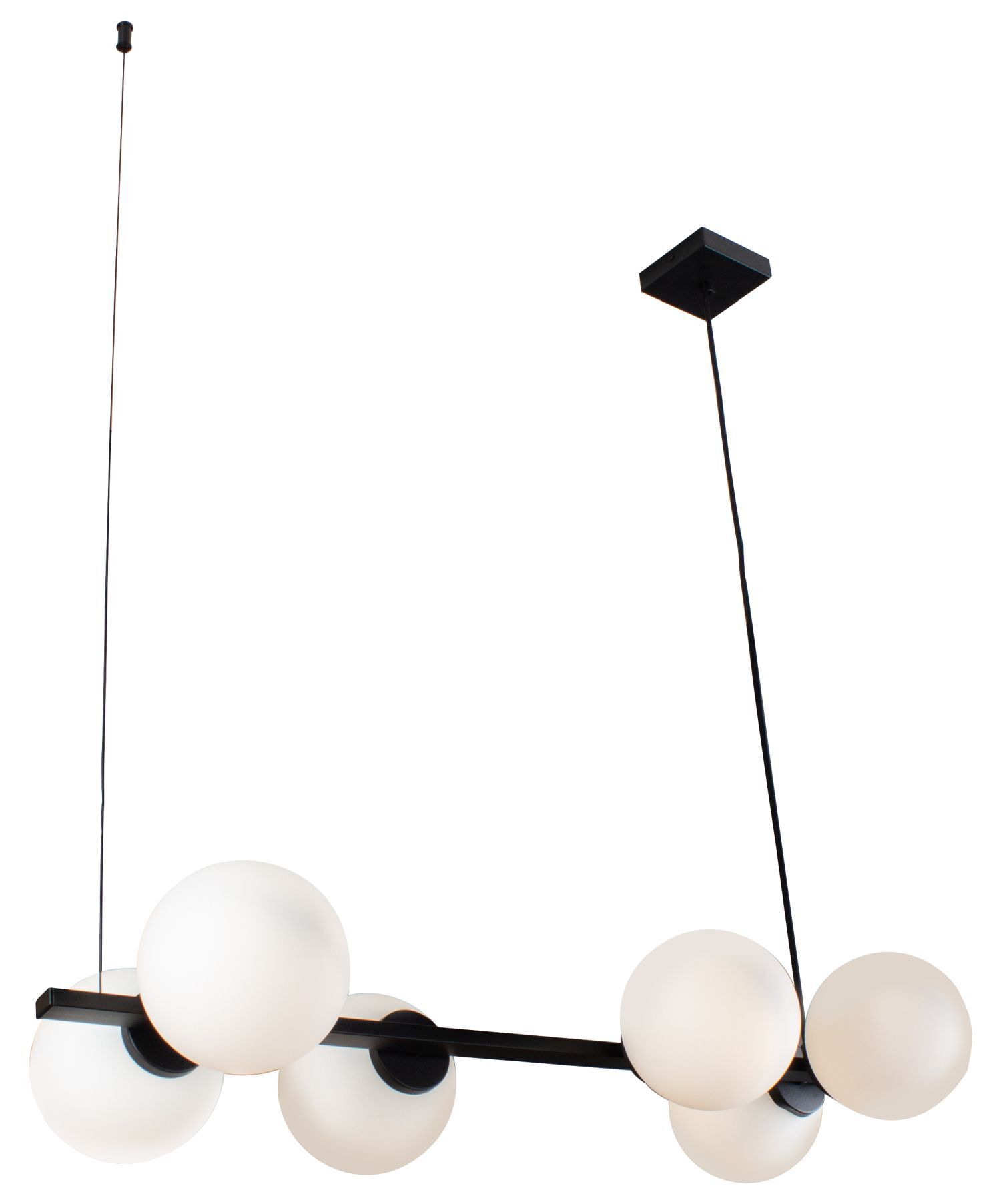 Pendelleuchte Schwarz Weiß L:80 cm E14 Kugeln satiniert