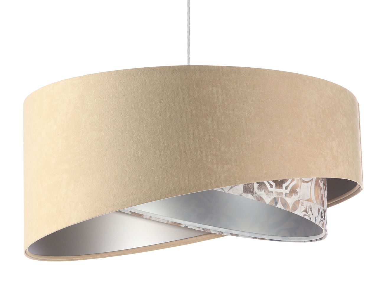 Hängeleuchte rund D: 50 cm E27 Stoff Velours Optik Modern KARIM Lampe