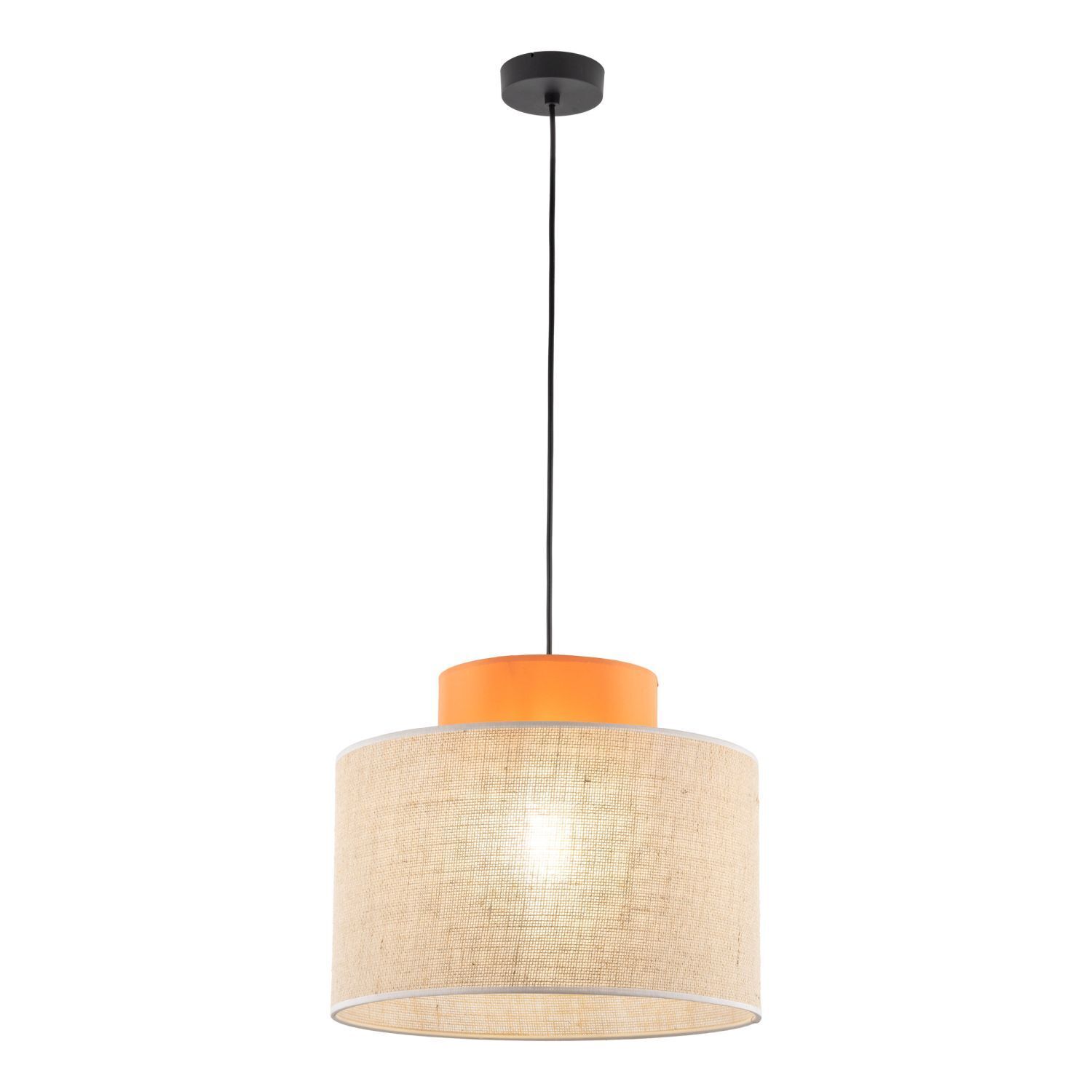 Hängeleuchte rund E27 Ø 38 cm H: max. 170 cm Jute Stoff Lampe, Kronleuchter