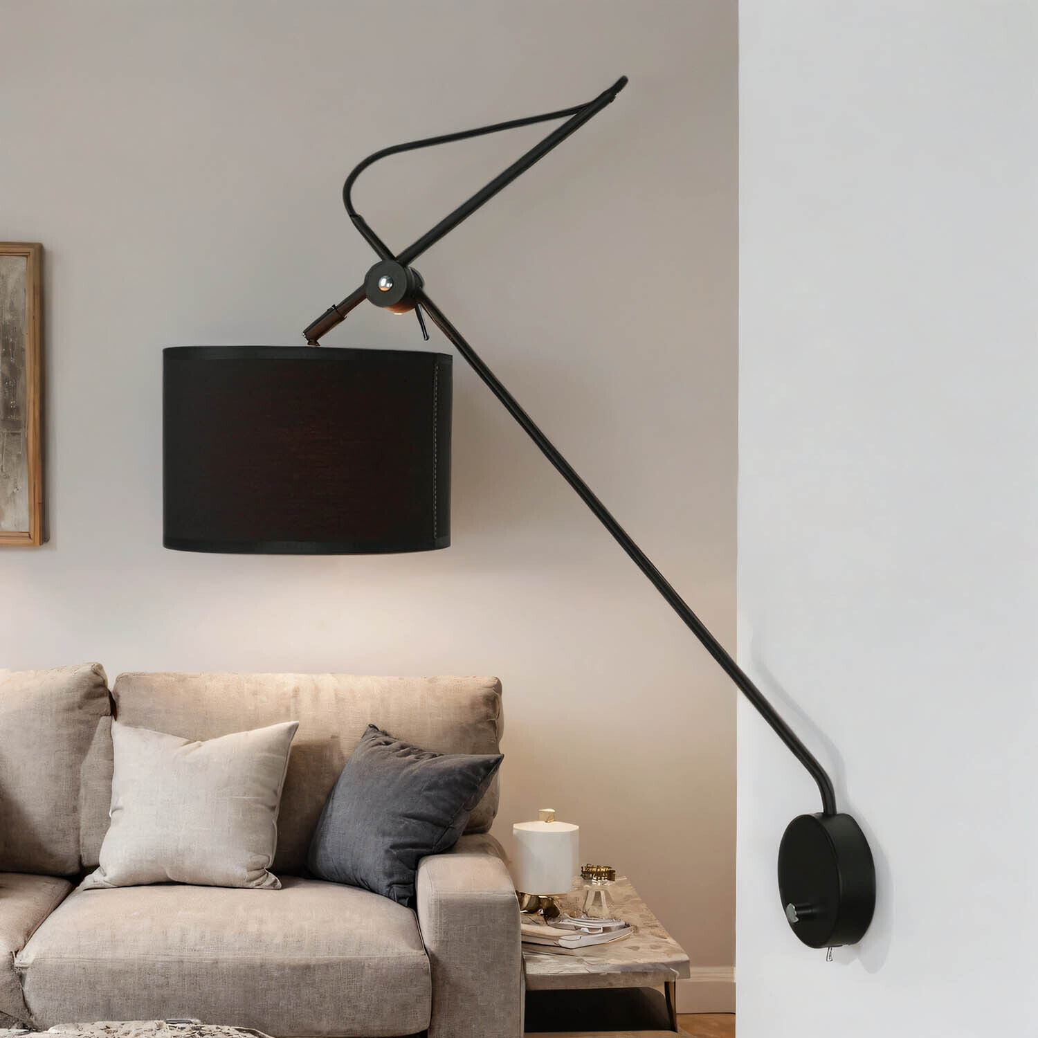 Wandlampe mit Schalter Schwarz Gold VIPER flexibel