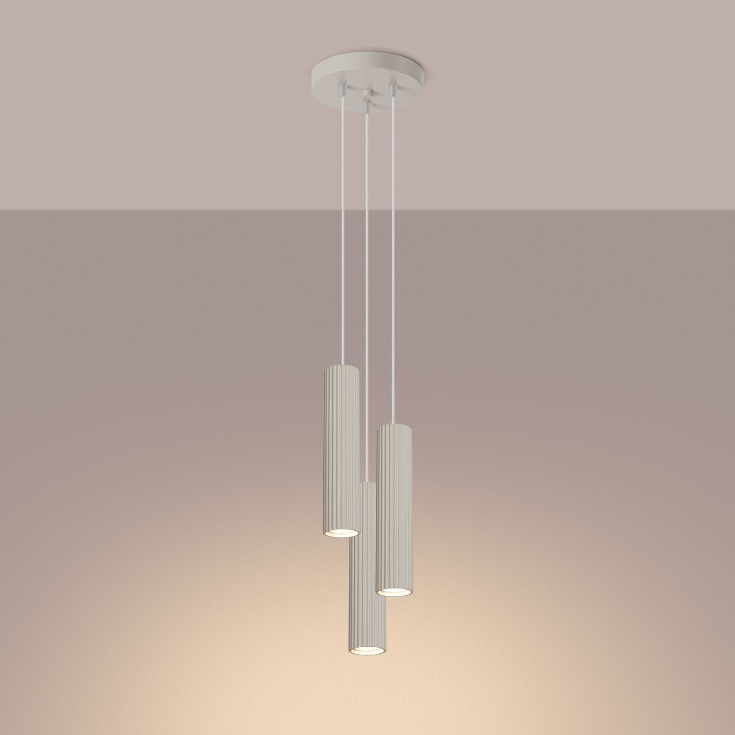 Moderne Hängelampe in Creme 3-flammig GU10 schmal Ø 19,5 cm